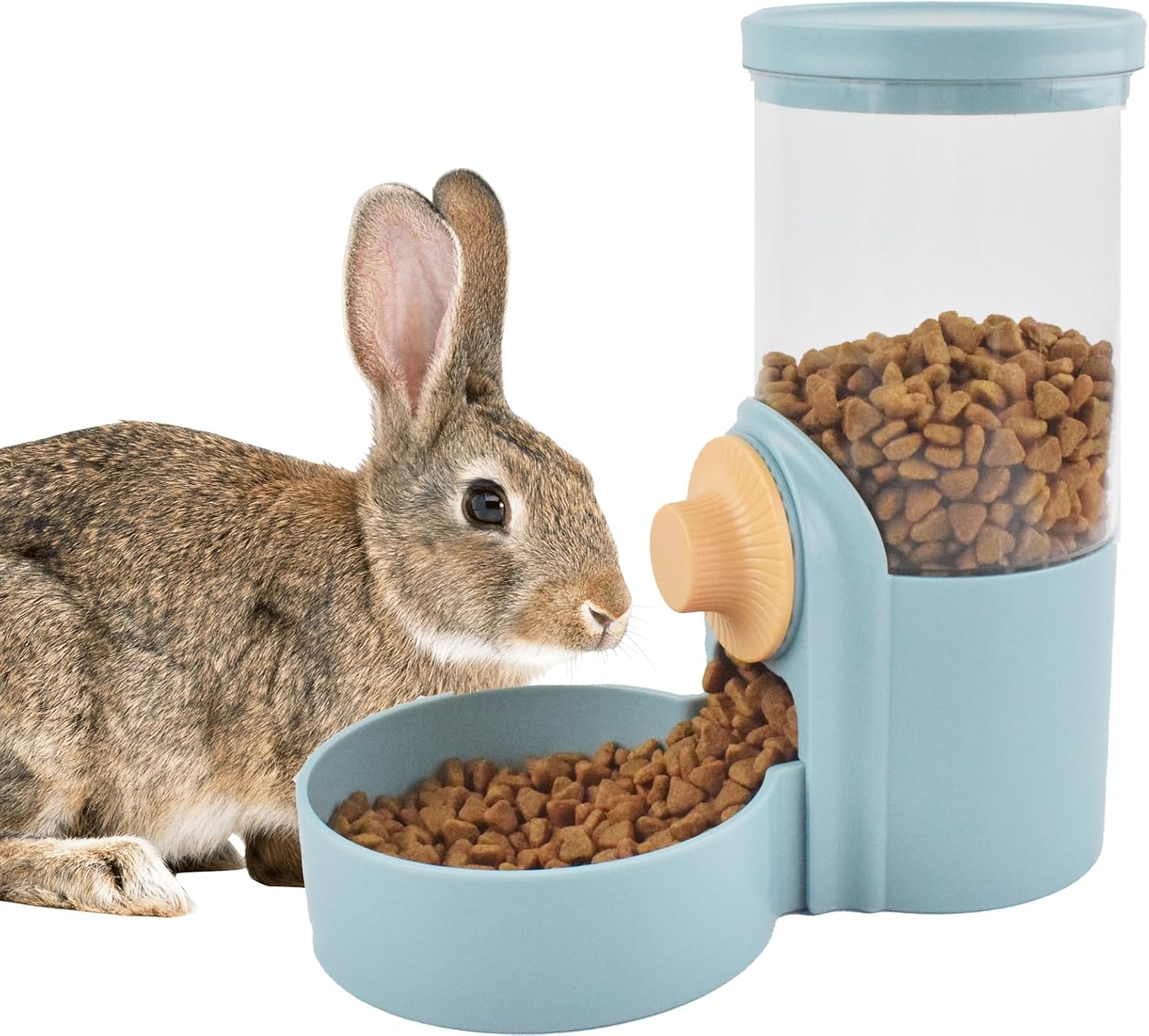 Dispensador automático de alimentos para conejos, alimentador automático de conejillos de indias para jaula de 35 onzas, comedero de conejo por