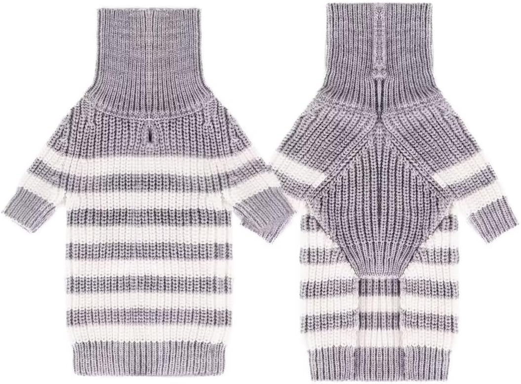 Frienperro Suéter pequeño para perro, suéter de otoño para cachorros, sudadera a rayas para perros pequeños, niñas y niños, ropa de cuello alto,