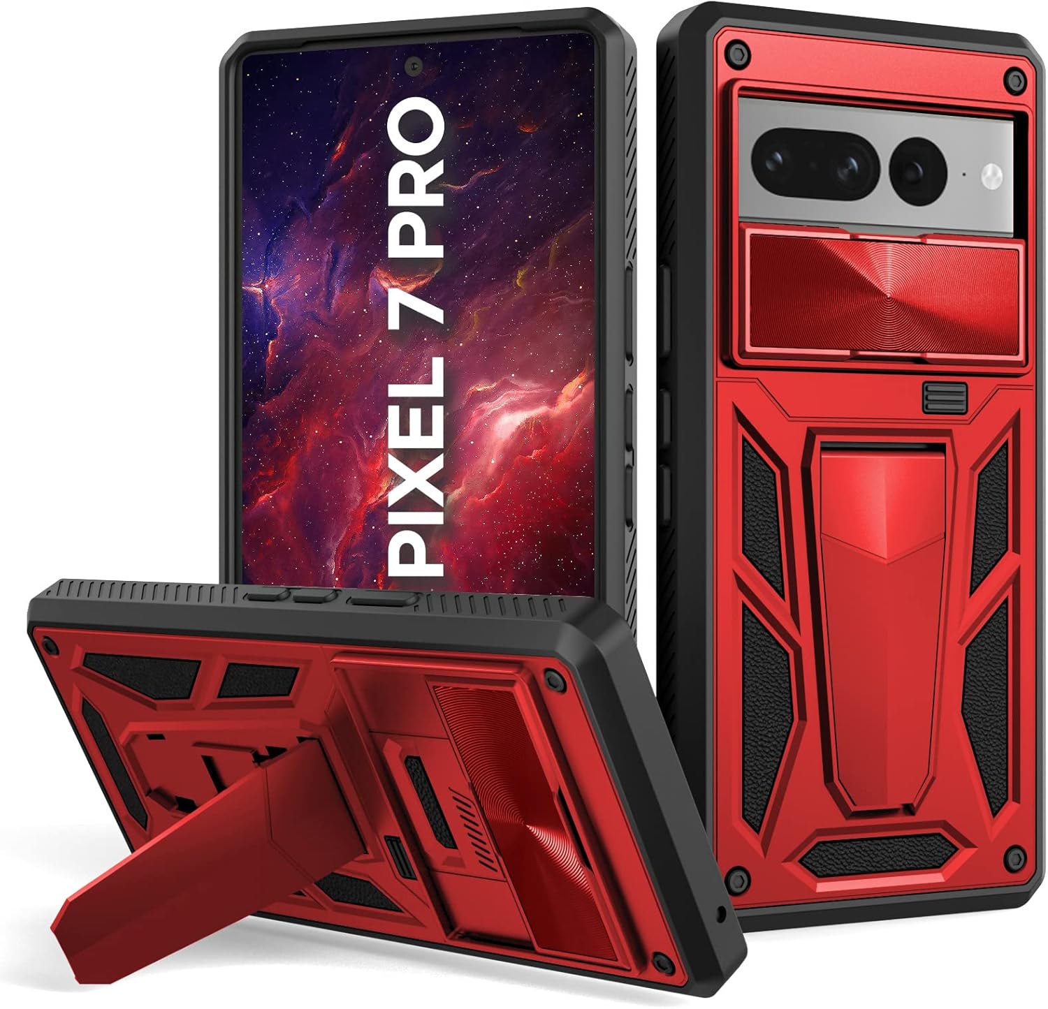 Funda de la serie Military Armor diseñada para Google Pixel 7 Pro (2022), color rojo (patente pendiente)