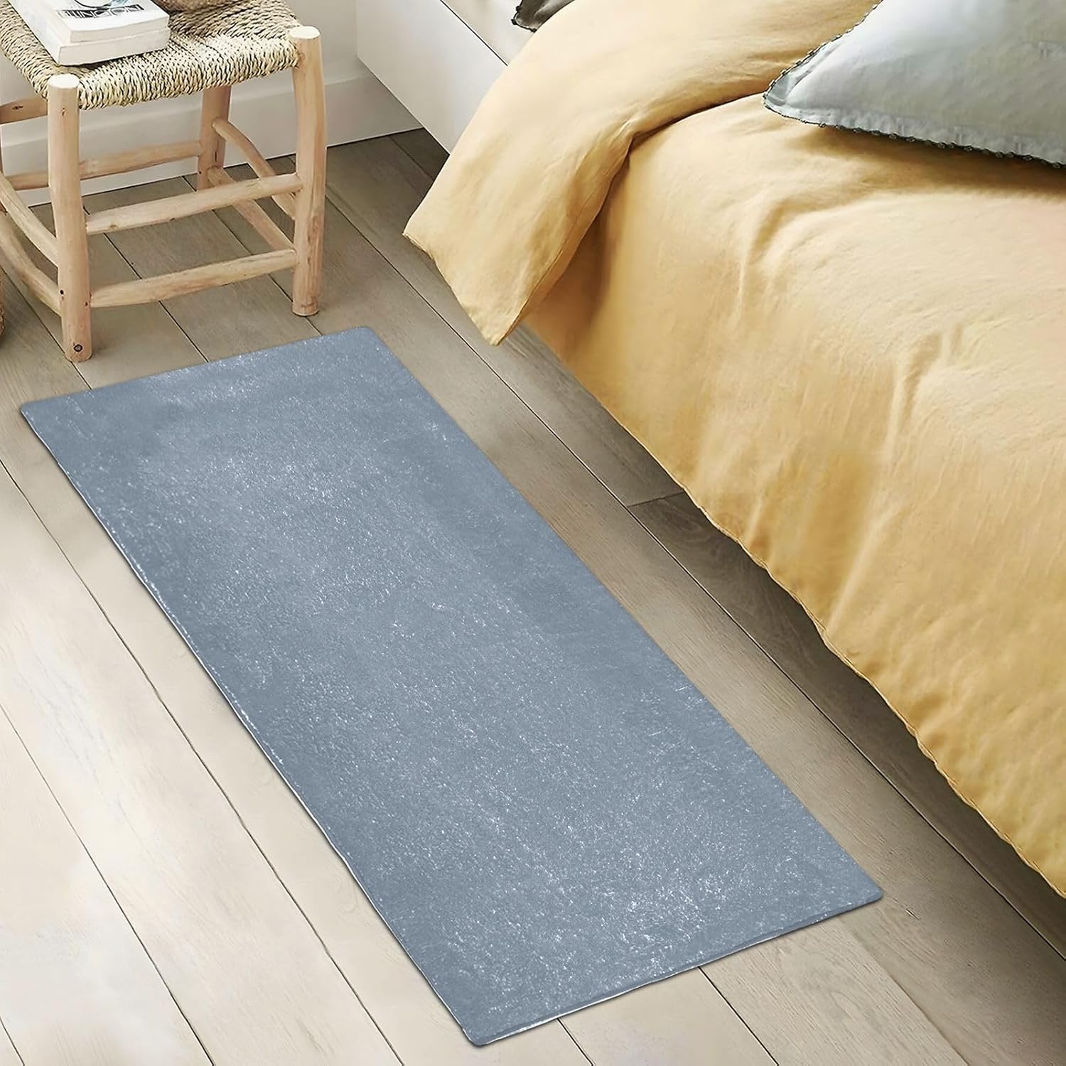 Alfombras de felpa gris pizarra para suelo de baño, parte trasera de goma antideslizante, alfombra de baño lavable, absorbente de agua, 39 x 20