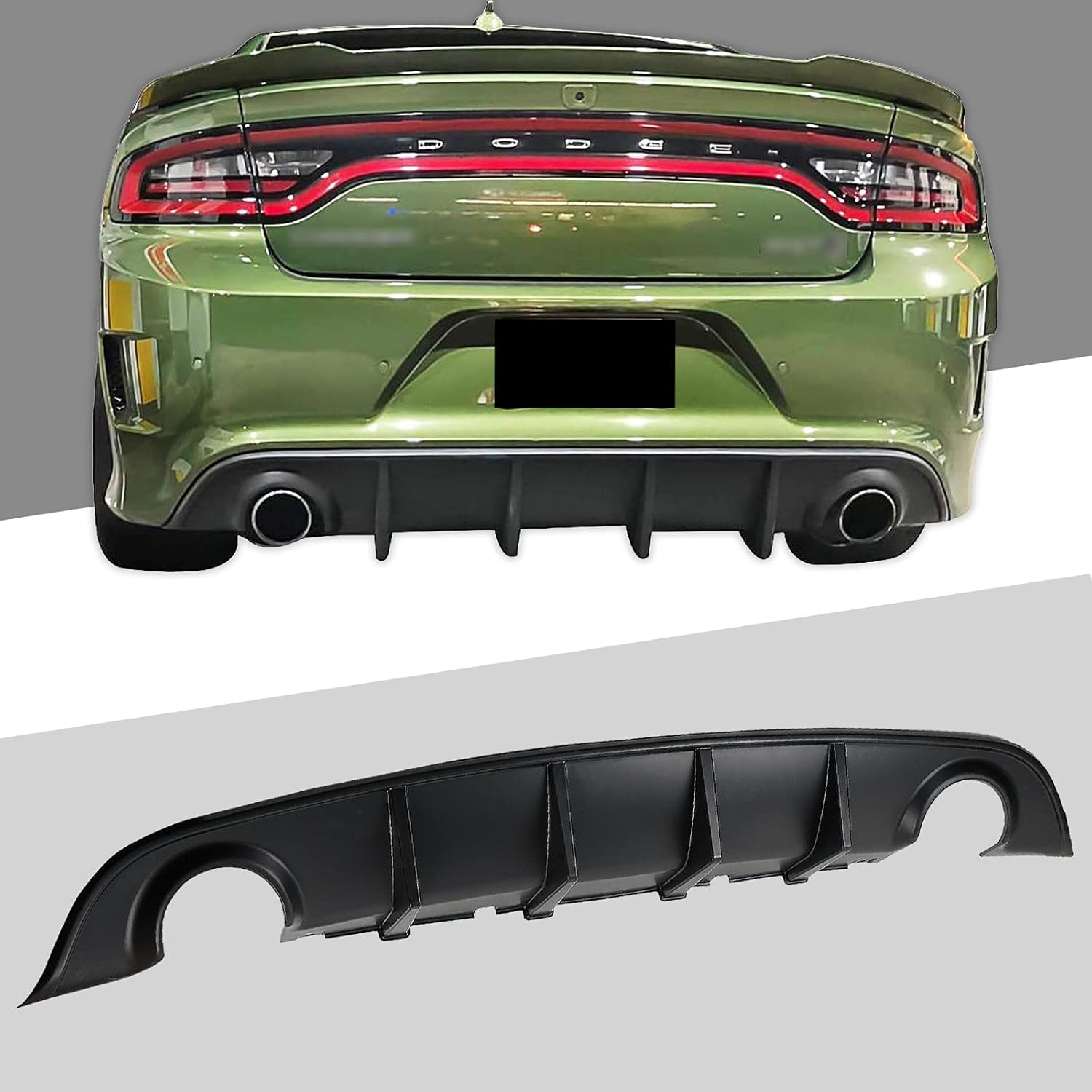 ZXMT Compatible con 2015-2022 para Dodge Charger SRT difusor de parachoques trasero, OE Ikon estilo PP Spoiler Splitter Valance barbilla difusor