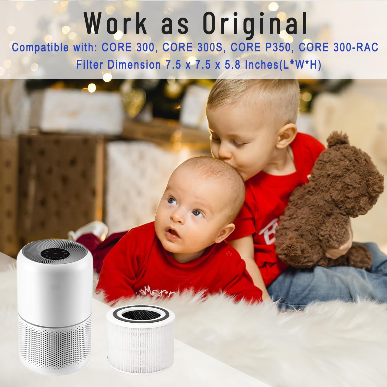 Filtro de repuesto Core 300 compatible con LEVOIT Core 300, Core 300S, Core P350, Core 300-RAC purificador de aire, 3 en 1 H13 True HEPA, sistema de