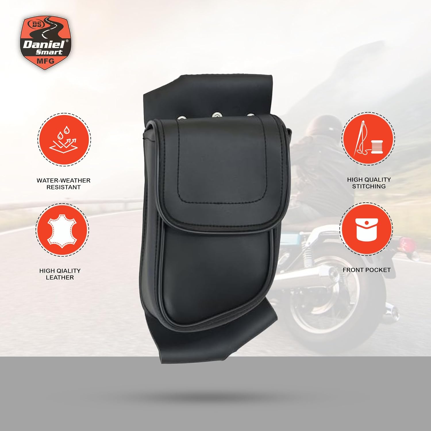 Daniel Smart – Bolsa de cuero para motocicleta, bolsa de protección lateral izquierdo y derecho, bolsa de almacenamiento con cierre a presión