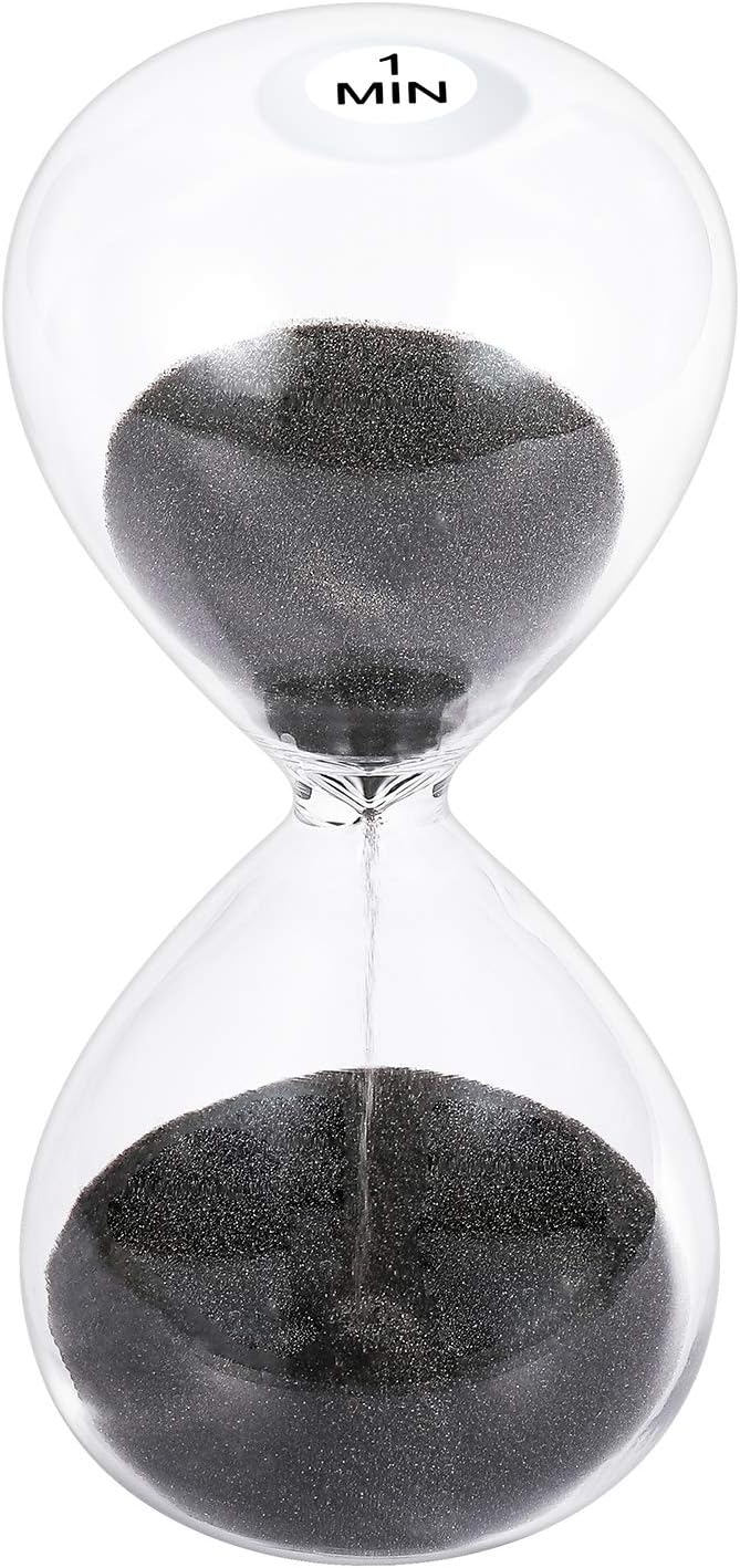 SuLiao Reloj de arena con temporizador de arena de 1 minuto, reloj de arena negra de 5.1 pulgadas, reloj de arena de un minuto, reloj de arena de