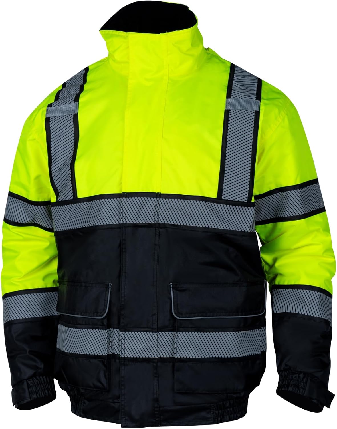 Hi Vis – Chaquetas de invierno reflectantes de seguridad para hombre, forro polar, chaqueta de alta visibilidad ANSI Clase 3 (amarillo, M)