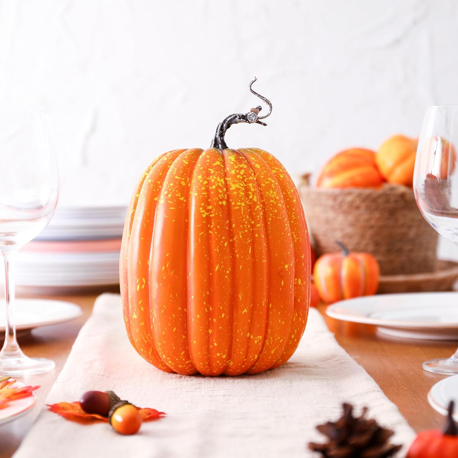 7 calabazas artificiales para decoración, calabazas de espuma sintética de calabaza surtidas para el hogar, otoño, Halloween, Acción de Gracias (1