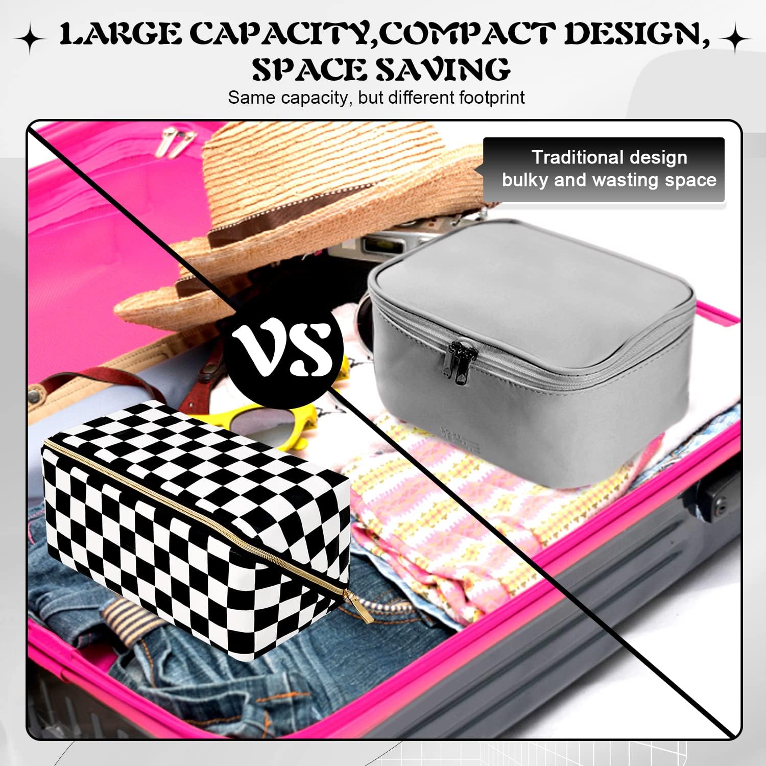 rlokosfb Bolsa de maquillaje portátil que se abre plana para un fácil acceso, bolsa de cosméticos impermeable, bolsa de aseo personal, accesorios de