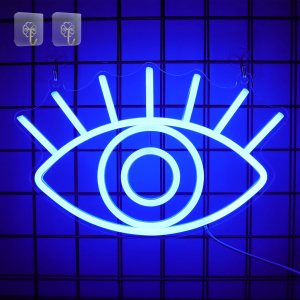 Attivolife Letrero de neón de ojos, luz nocturna decorativa azul malvado de ojo con alimentación USB, decoración de pared para dormitorio, sala de Attivolife Letrero de neón de ojos, luz nocturna decorativa azul malvado de ojo con alimentación USB, decoración de pared para dormitorio, sala de
