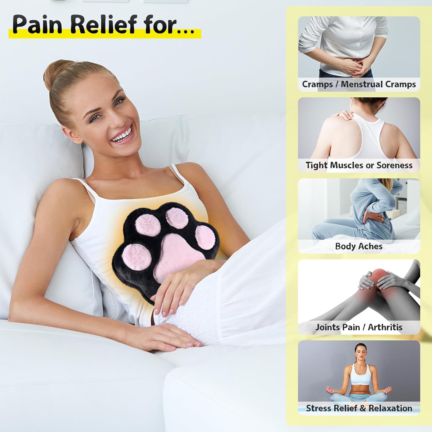 SuzziPad Almohadilla térmica mejorada para patas para microondas para aliviar el dolor y relajarse, almohadillas térmicas sin aroma para calambres
