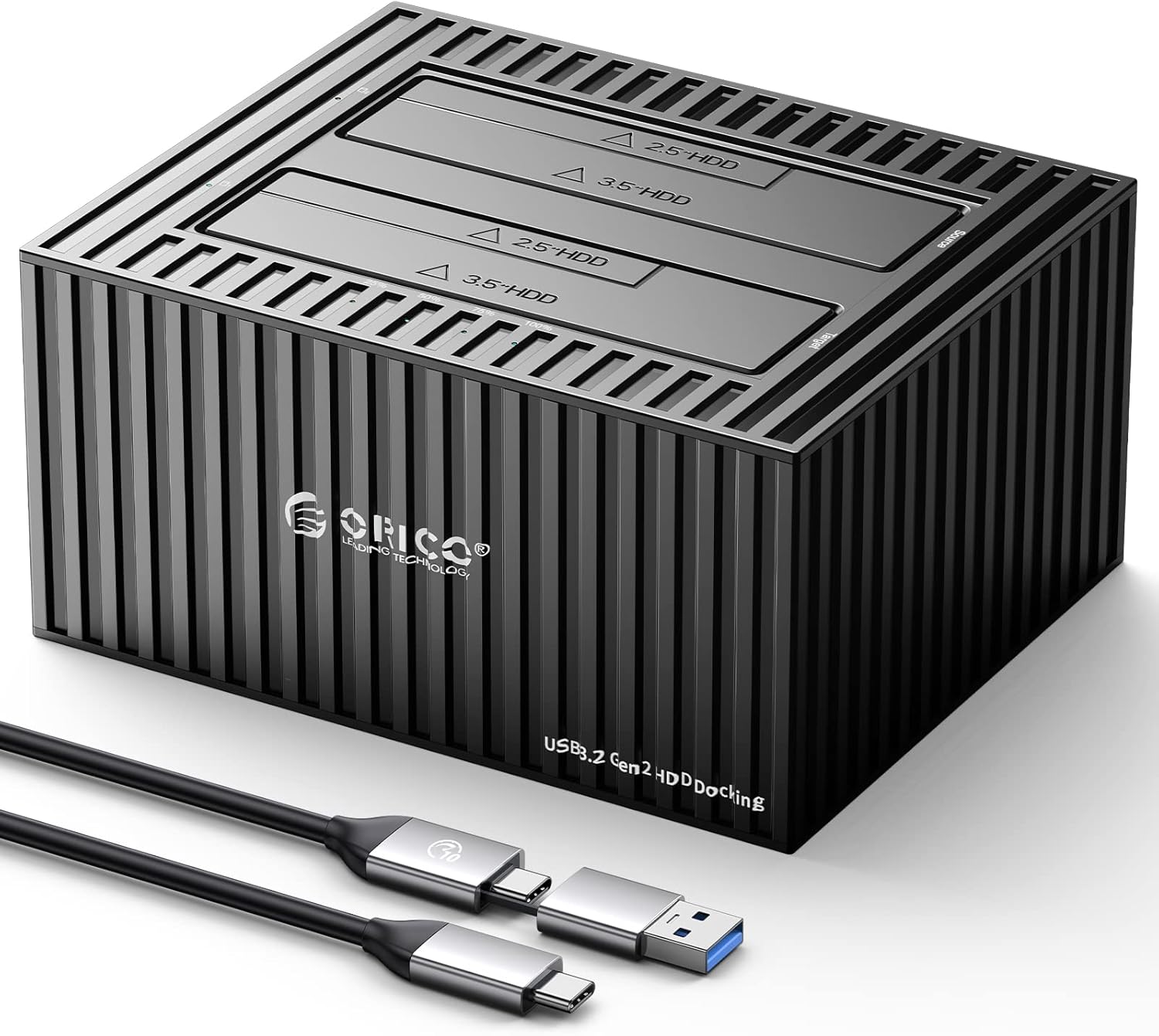 ORICO Estación de acoplamiento de disco duro externo USB3.2 Gen 1 Duplicador de disco duro de aluminio con función de clon fuera de línea para