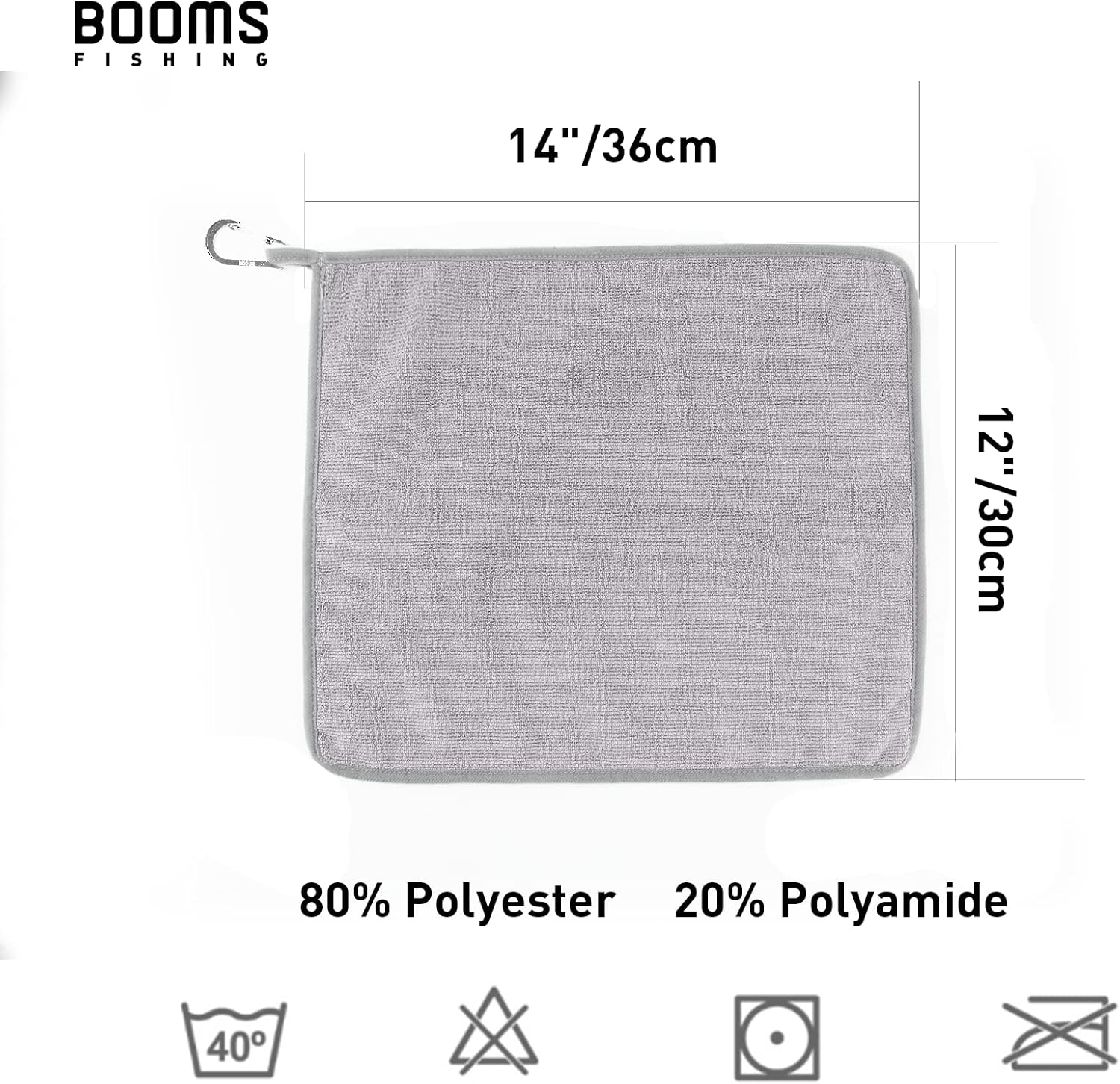 Booms Fishing B0T – Toalla de pesca de microfibra con clip, paquete de 3 colores surtidos