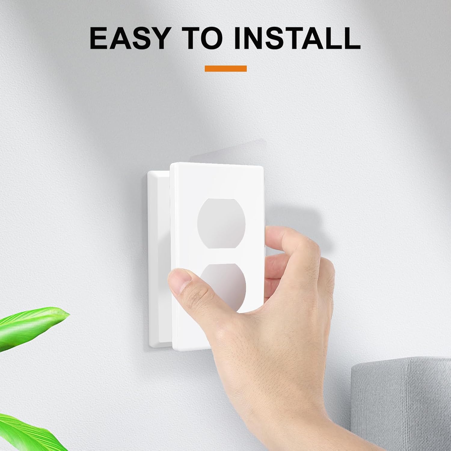 Cubierta de interruptor dúplex individual, placa de pared sin tornillos, tamaño estándar de 2 segmentos 4.72 x 2.95 pulgadas, termoplástico de