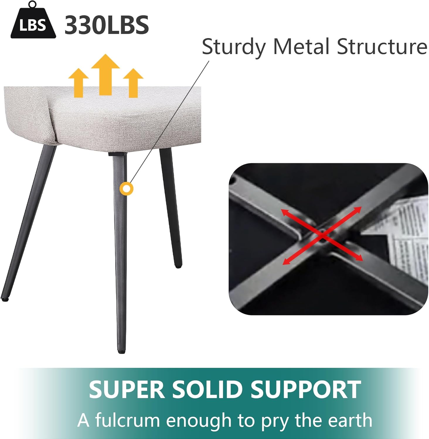 Morden Fort Sillas de comedor, sillas de comedor, juego de 2 cojines gruesos, sillas de acento con patas ajustables, sillas de comedor de tela