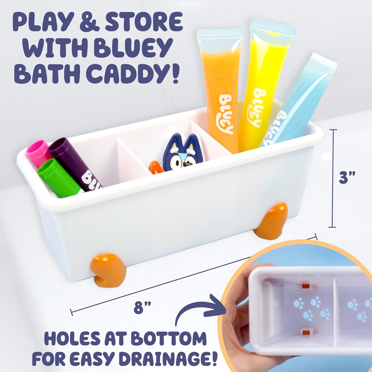 Bluey Bath Creations, juego de actividades de 9 piezas, divertidos juguetes de baño, incluye pinturas de baño lavables, crayones de baño,