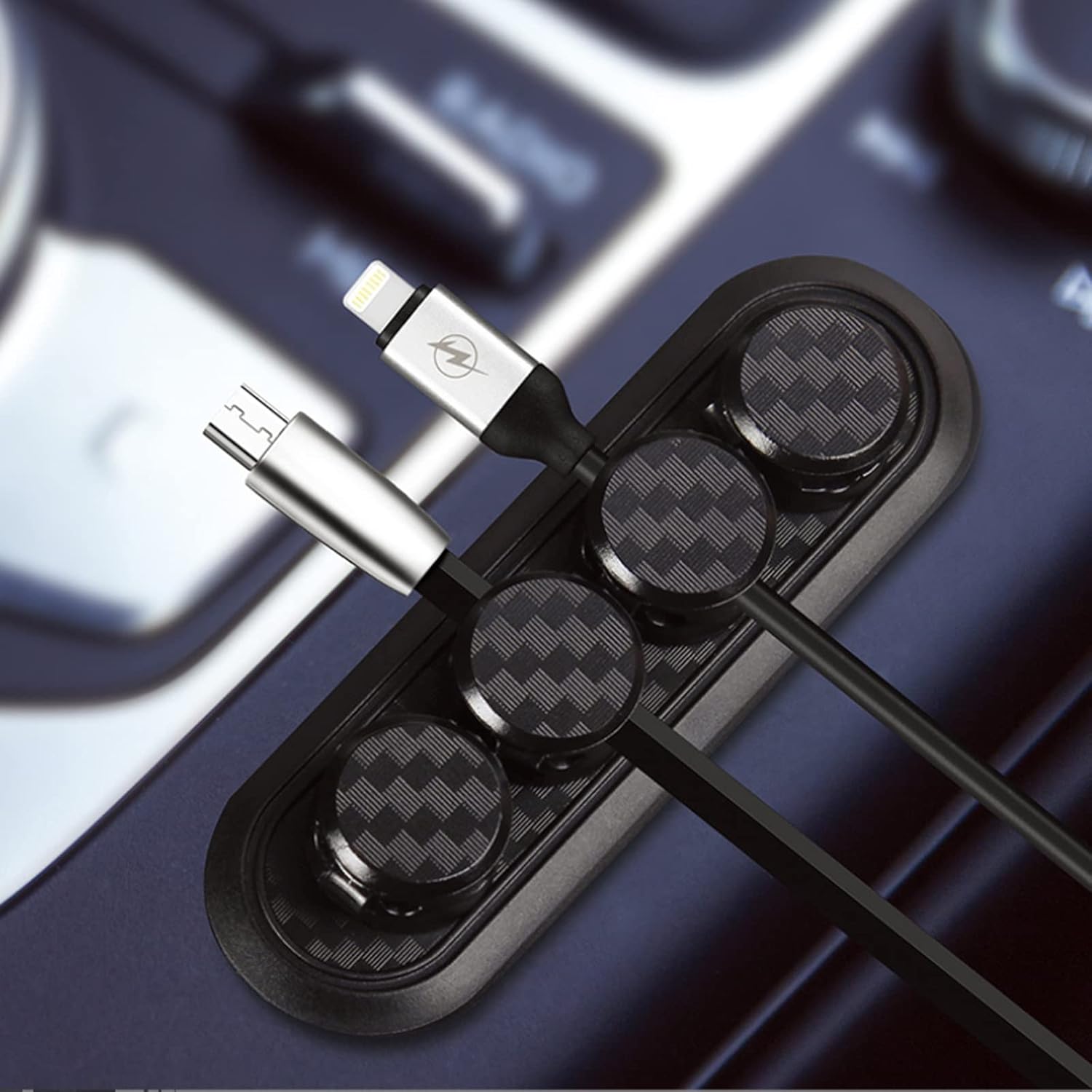 jeseny 4 organizadores de cables de datos, gestión de cables de fibra de carbono, organizador de cables multifunción para automóvil, clip de línea