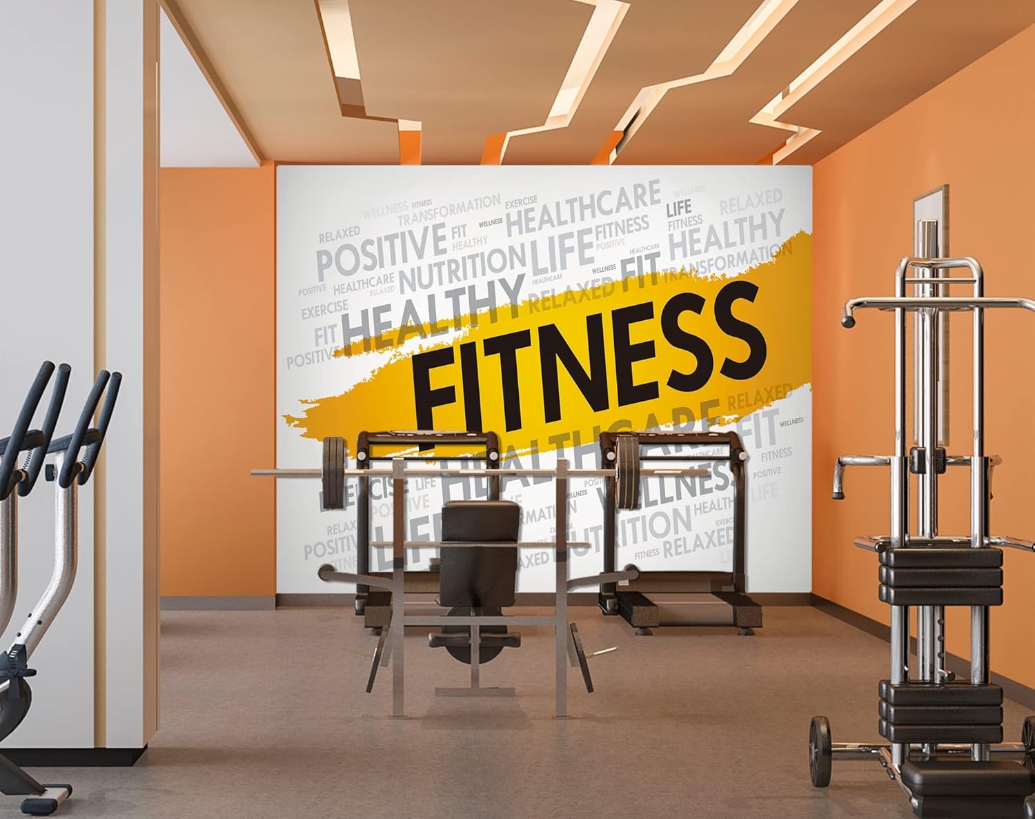 3D Health Fitness A1844 Wall Paper Print Decal Deco Wall Mural Self-Adhesive Wallpaper AJ US Amy 2023 July (Vinyl (No Glue & Removable),