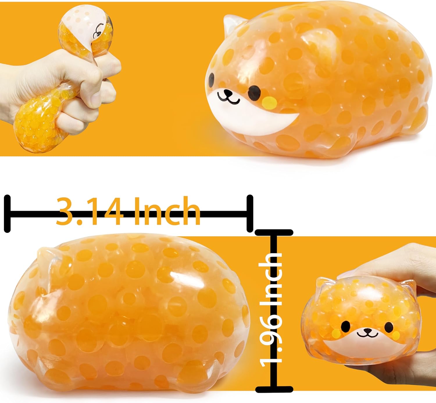 Juguetes esponjosos Shiba Lnu naranja, bolas de estrés de animales para adultos (paquete de 1) bola antiestrés, juguetes para adultos, regalos de