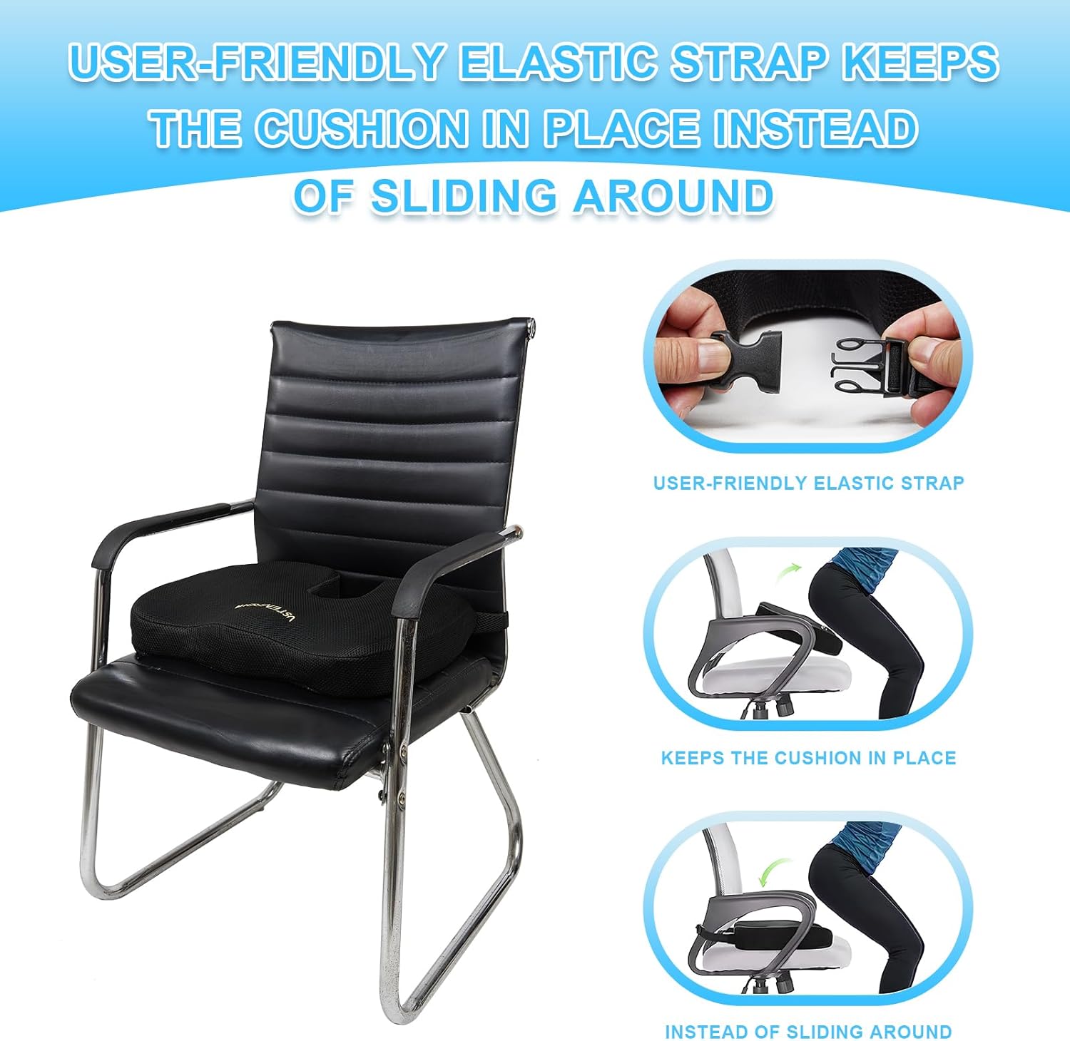 Ustenroya Cojín de asiento de gel refrescante con espuma viscoelástica, cojines de asiento comodidad de presión para silla de ruedas, silla de