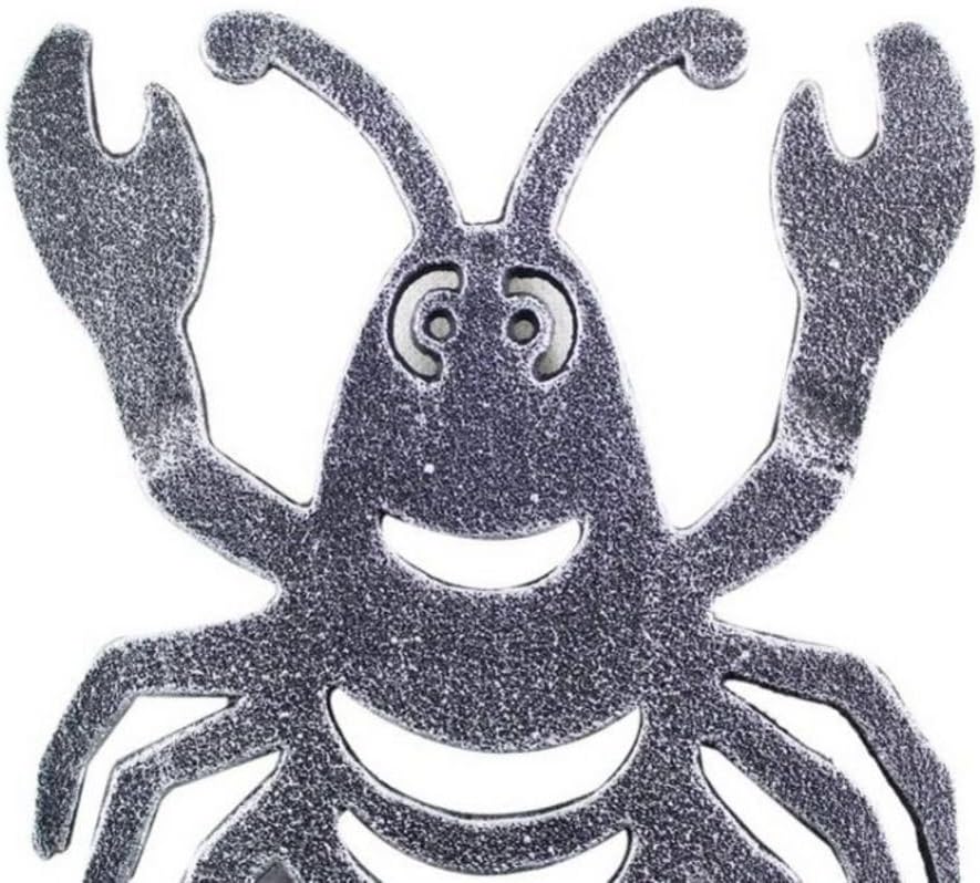 Salvamanteles de langosta de hierro fundido de plata antigua de 11 pulgadas – Decoración del mar – Vida costera