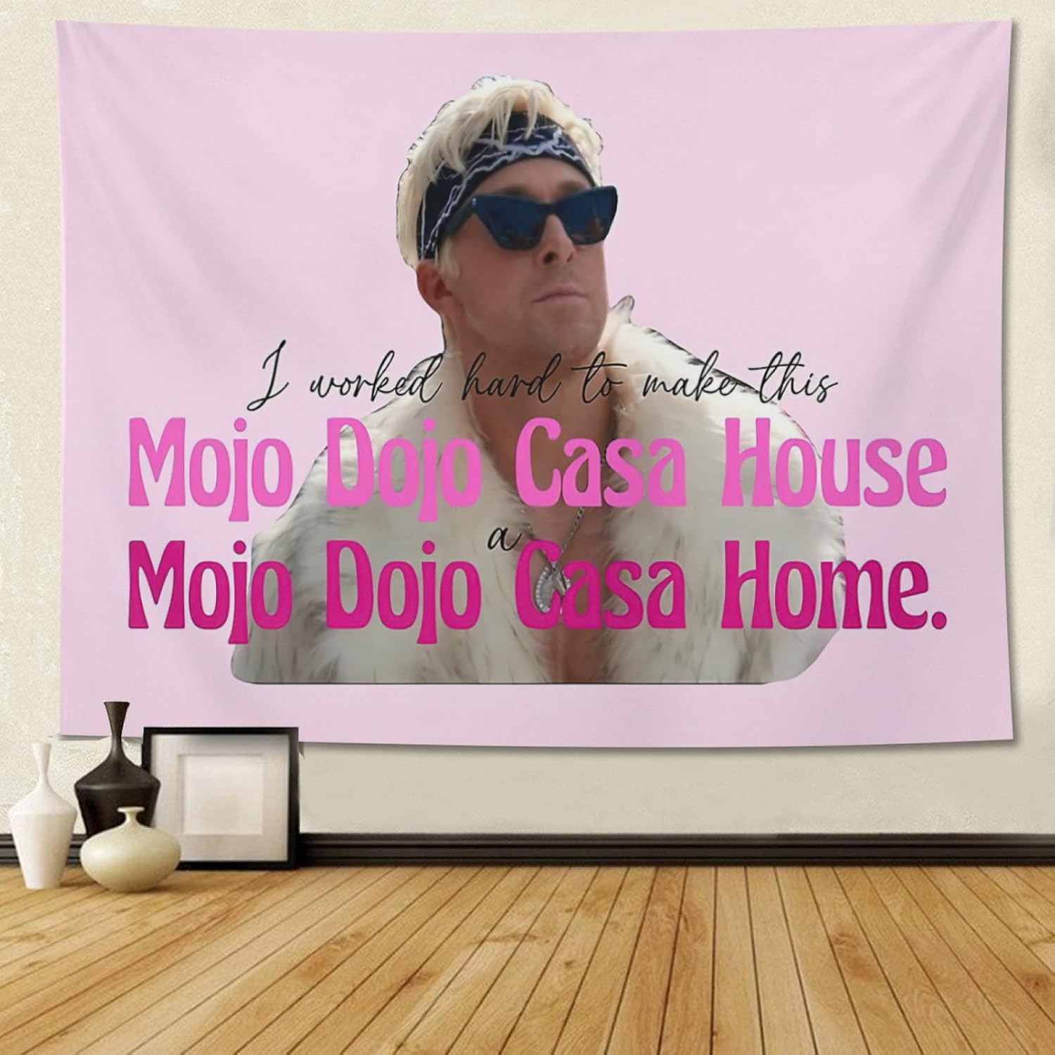 UTELKA Mojo Dojo Casa Tapiz divertido meme tapices de bandera I Work hard to Make This Banner para colgar en la pared para dormitorio universitario,