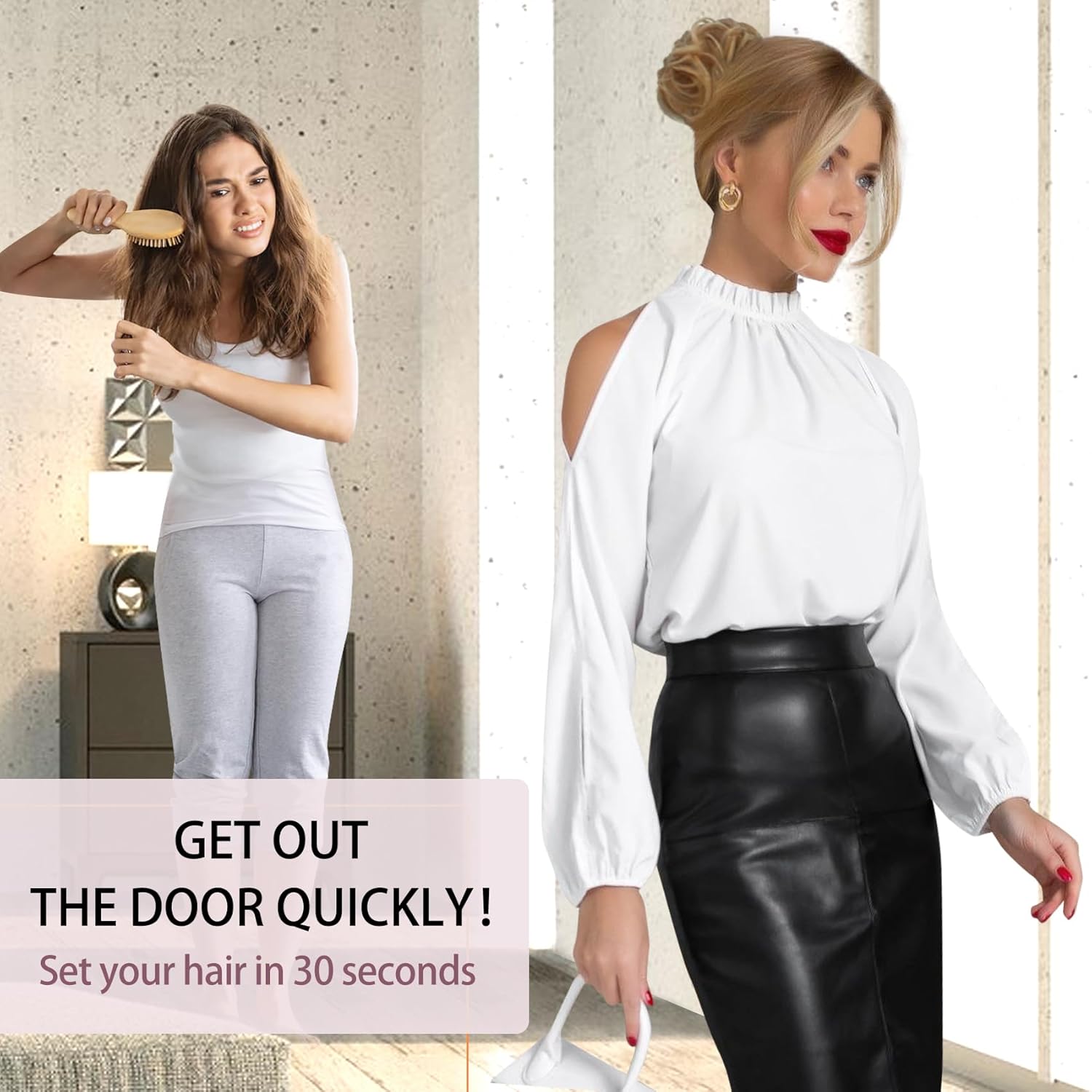 Lynclare Extensiones de cabello sintético ondulado y desordenado para mujer, extensiones de moño rizado y desordenado para mujer, extensiones de