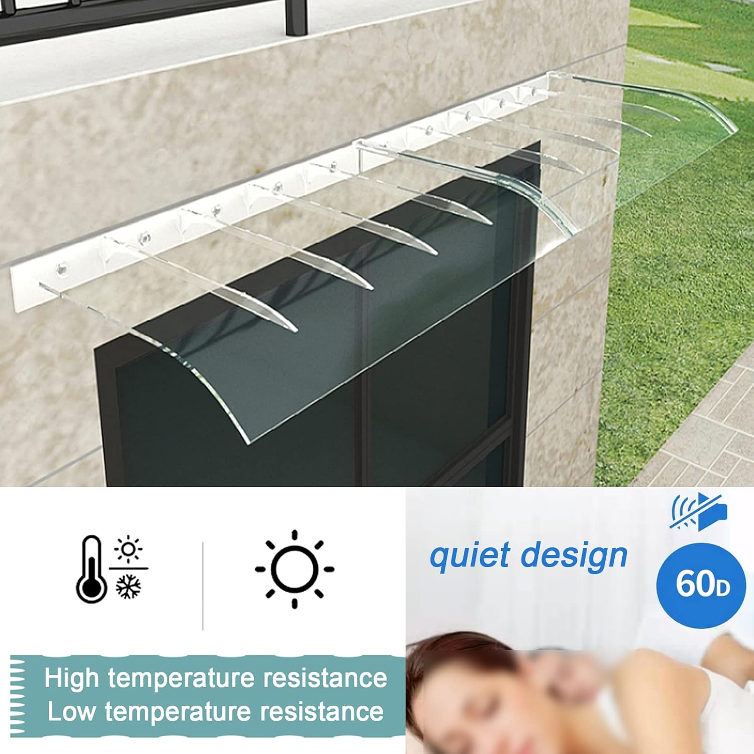 Toldo para puerta delantera, toldo para puerta, protección UV, lluvia, nieve, sol, toldo para puerta, toldo para puerta, exterior, patio, cubierta