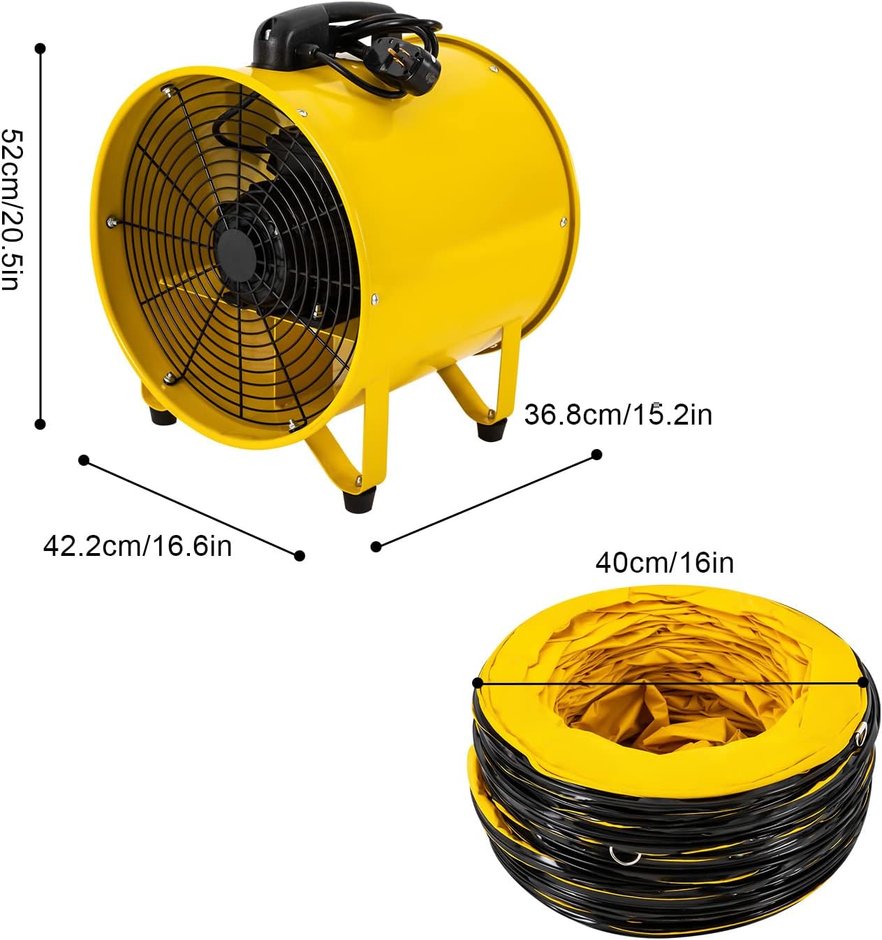 GDNTMU Ventilador de ventilación de escape portátil, cabina de pintura, soplador utilitario, 1100 W, 2160 y 3178 CFM, ventilador de alta velocidad