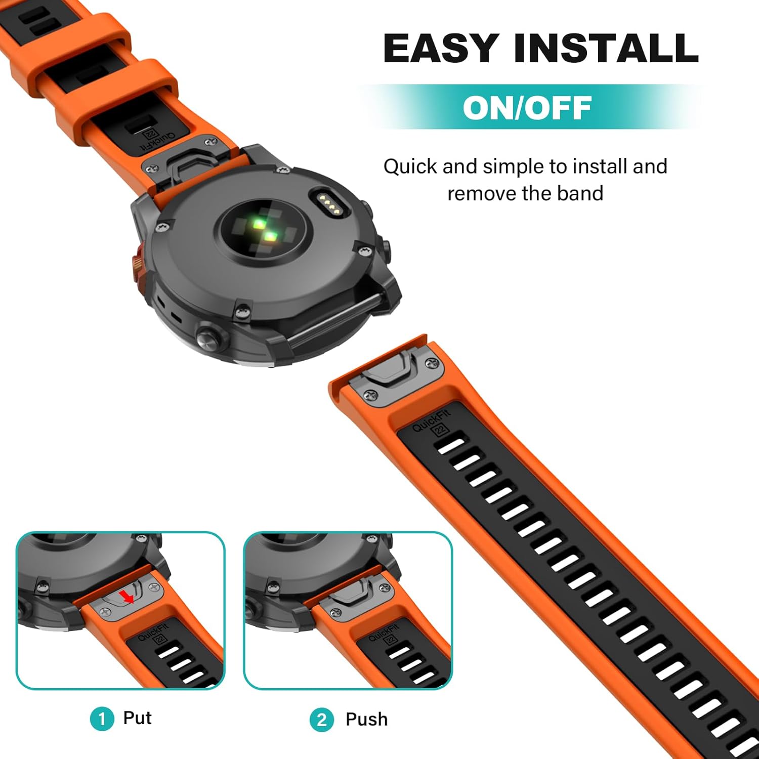 OVERSTEP Correa de reloj para Fenix 7, Fenix 6, Fenix 5, 0.86 pulgadas, bandas de repuesto resistentes para Garmin Fenix 5 PlusFenix 6 ProFenix 7