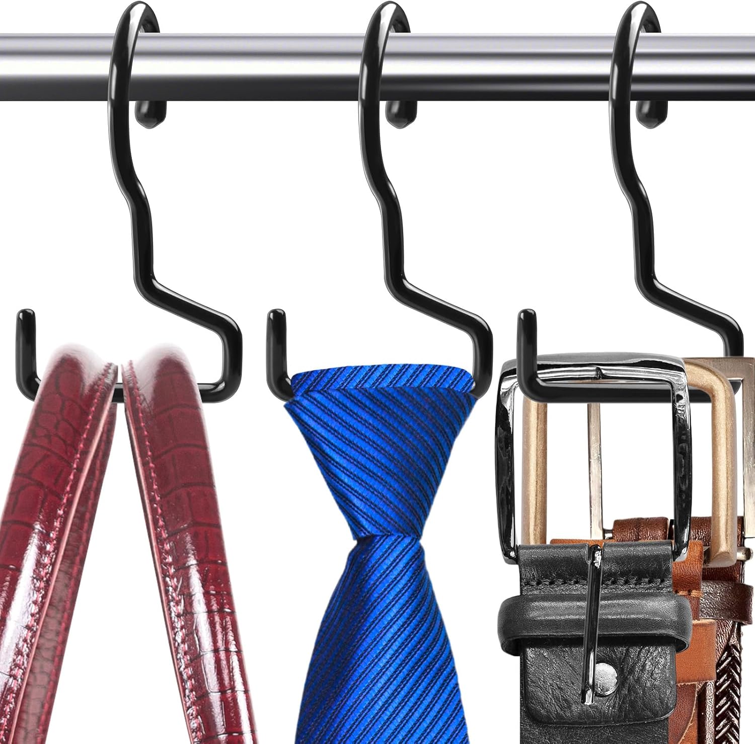 Paquete de 12 perchas para bolsos, organizador de bolsas para armario, ganchos para colgar mochilas para armario, ganchos de metal antideslizante