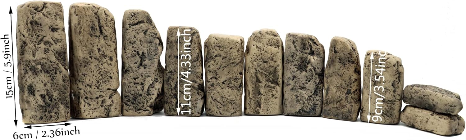 Piedra de pizarra de cerámica, rocas de 3 a 6 pulgadas para decoración de terrarios de reptiles, decoración de rocas de acuario, decoración ligera
