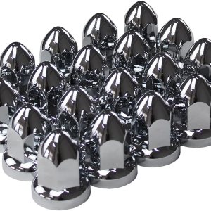 JIUXI Cubiertas de tuerca de plástico ABS cromado de 1.299in para camiones semi (paquete de 20) JIUXI Cubiertas de tuerca de plástico ABS cromado de 1.299in para camiones semi (paquete de 20)