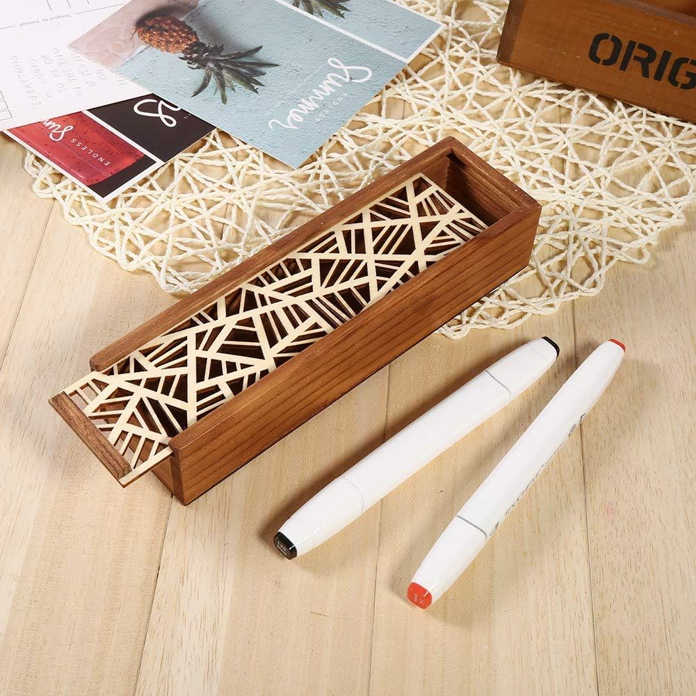 Estuche de madera para lápices, caja de almacenamiento con tapa deslizante de madera vintage, cajas de regalo de recuerdo para pasatiempos