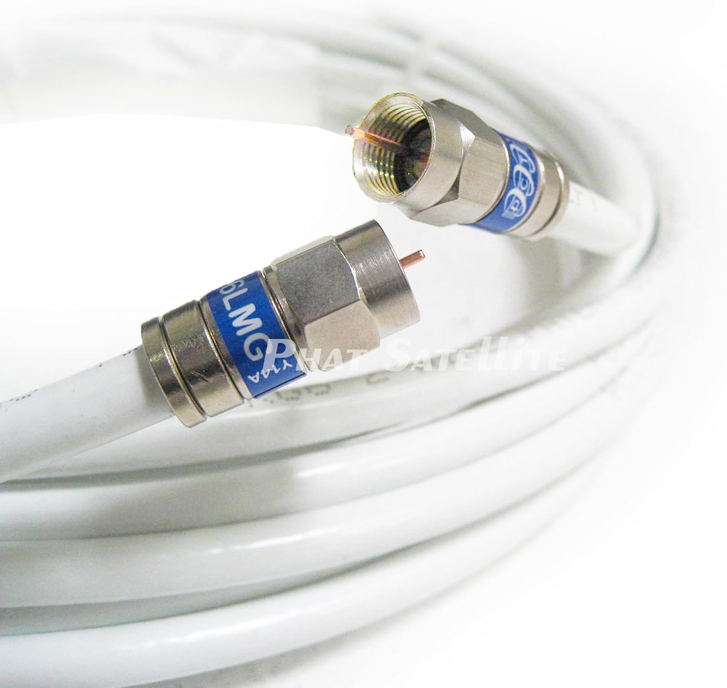 Cable coaxial RG6 blanco de 25 pies con forro de PVC blindado UL ETL CATV RoHS 75 Ohm RG6 Cable coaxial de audio digital y video con conectores F de