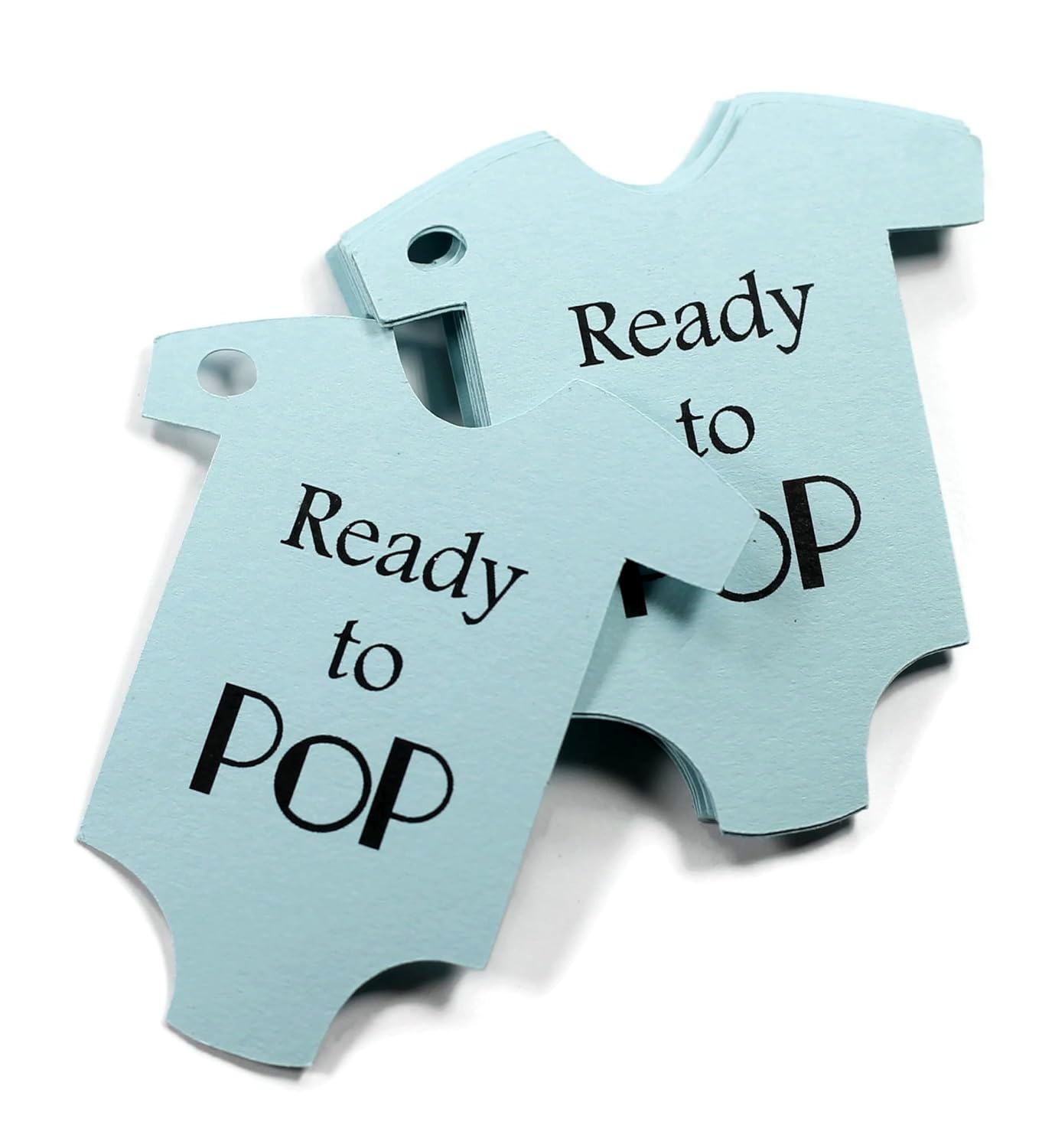 Ready to Pop Baby Shower Tags One Piece Shape (Set of 15) (Blue)