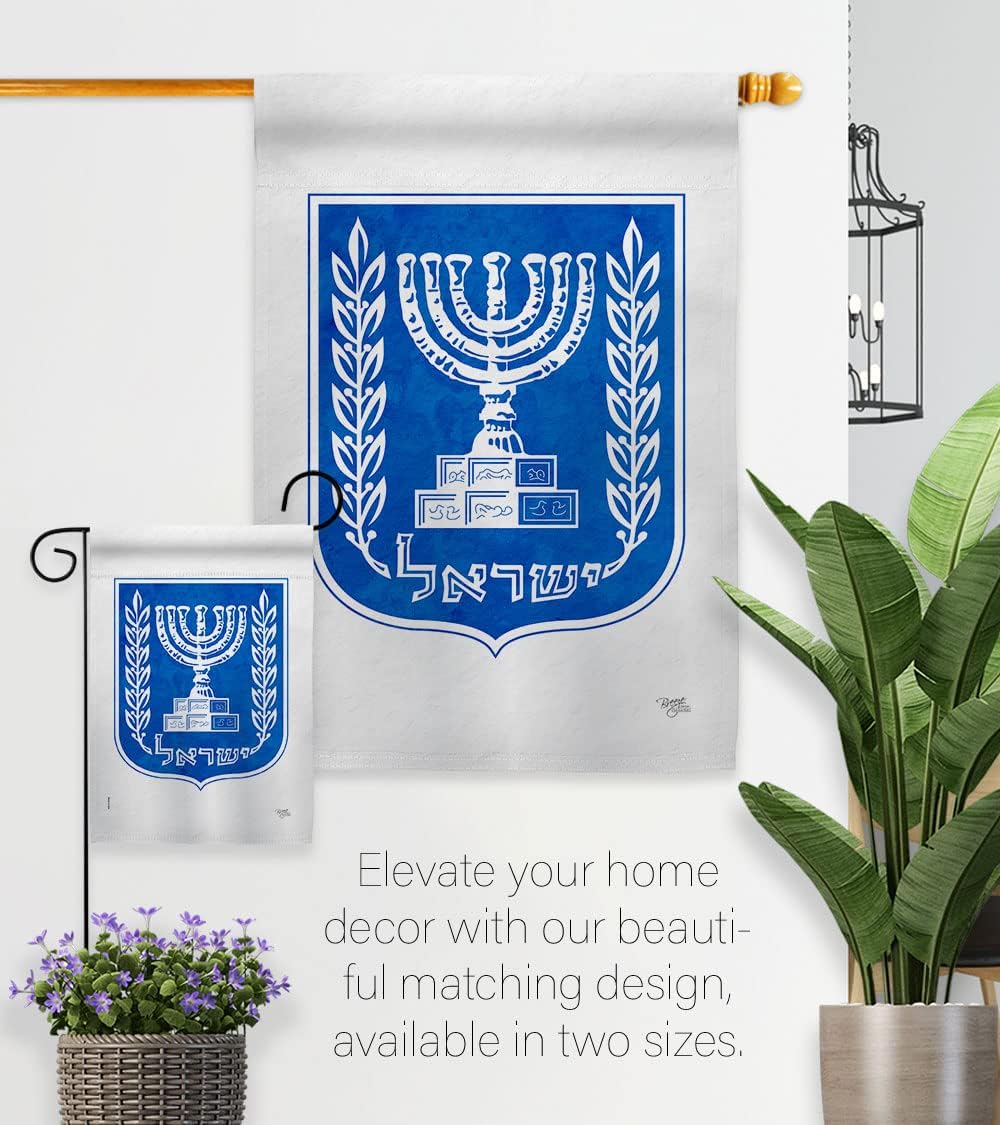 Breeze Decor Emblema Israel Bandera de Israel – Juego de asta de bandera israelí para el hogar, letrero para patio, soporte de tumba, mástil de