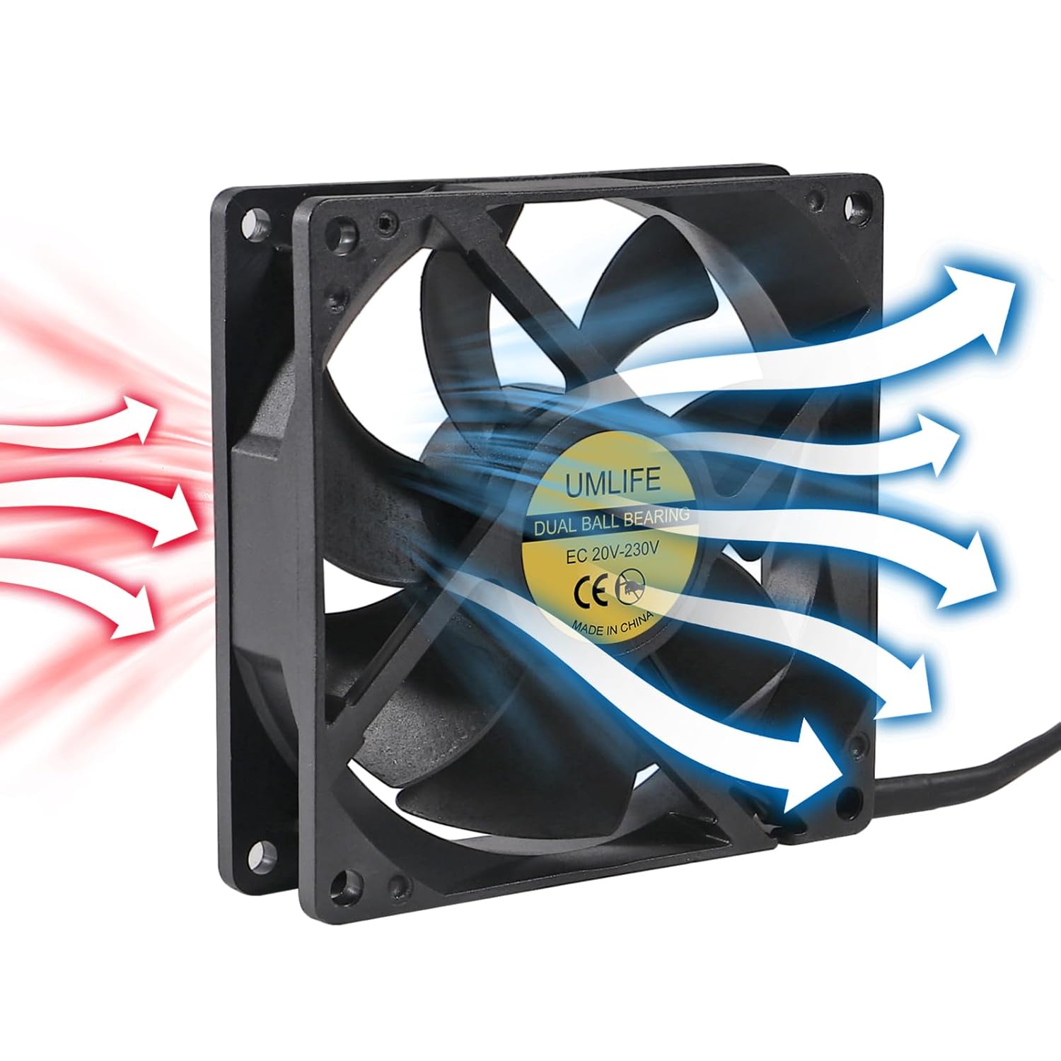 UMLIFE Paquete de 2 ventiladores axiales de alimentación de CA 110 V 120 V 9025 3.543 in x 0.984 in doble bola de metal para proyectos de escape de