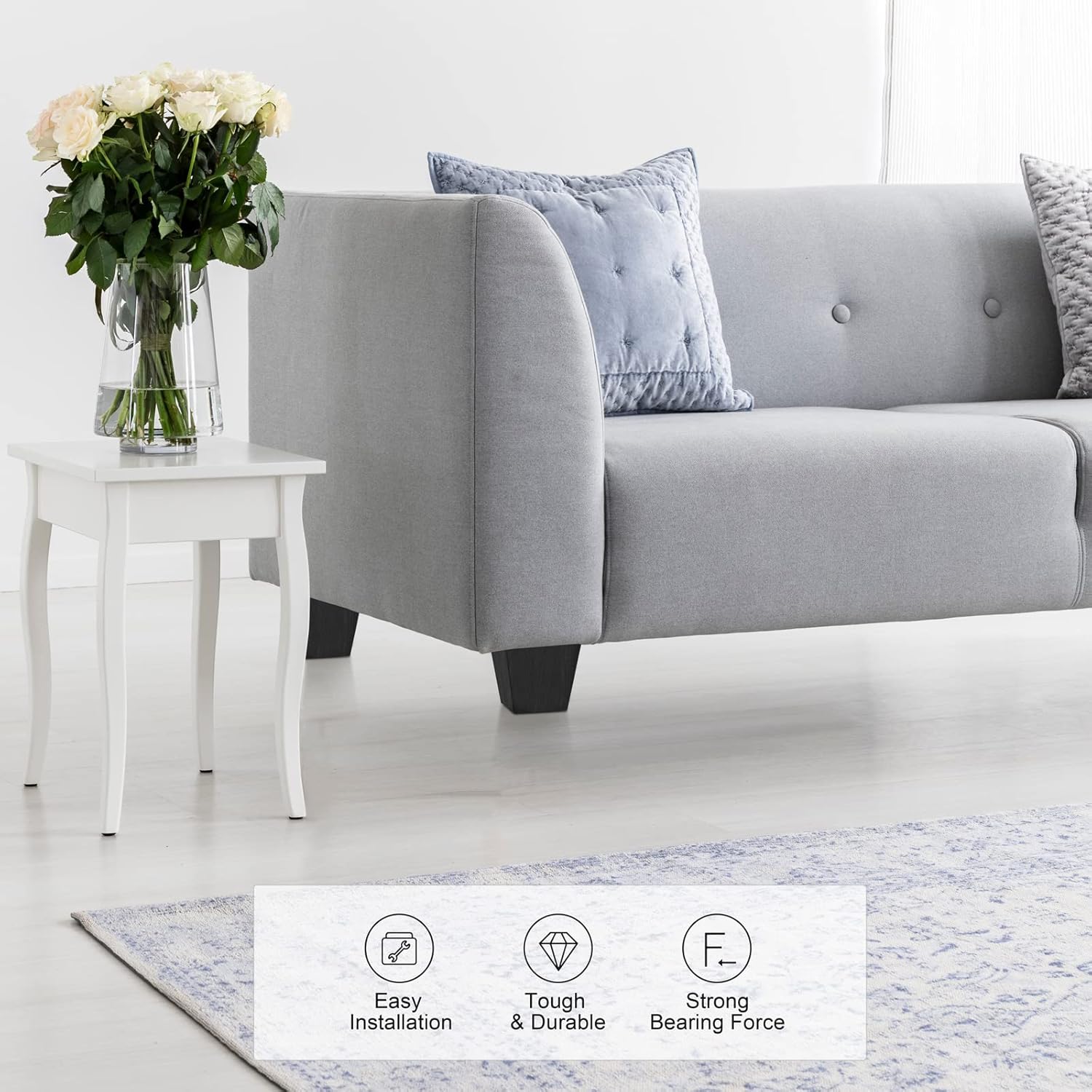 TURSTIN Paquete de 8 patas de plástico para muebles de 4 pulgadas, patas cuadradas cónicas para sofá con tornillos en T para patas, sofás, sillas,