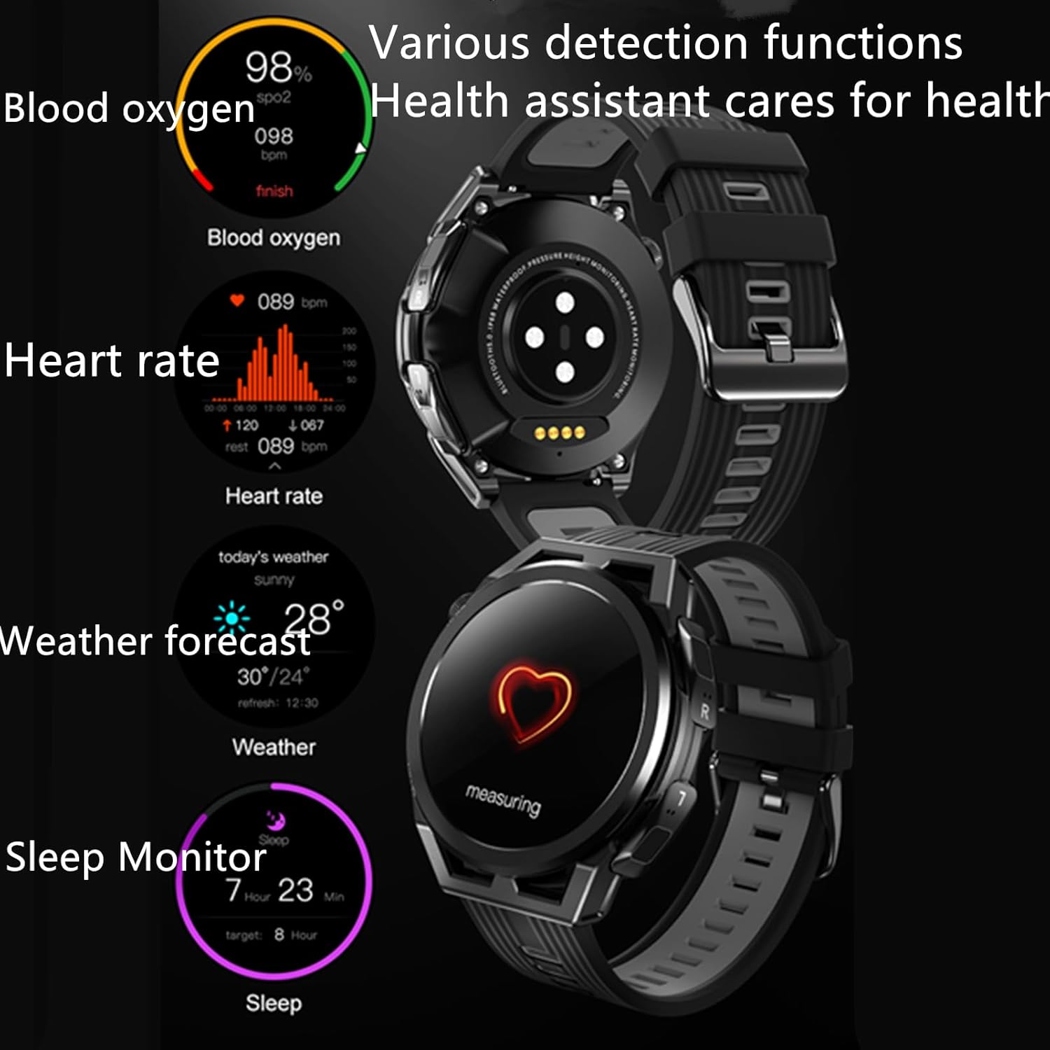 N18 Smart Watch with Earbuds 1.53 Inch Smartwatch Wireless Headphones Combo TWS Health Monitor Fitness Tracker Built-in 4G Memory Local MP3 Player
