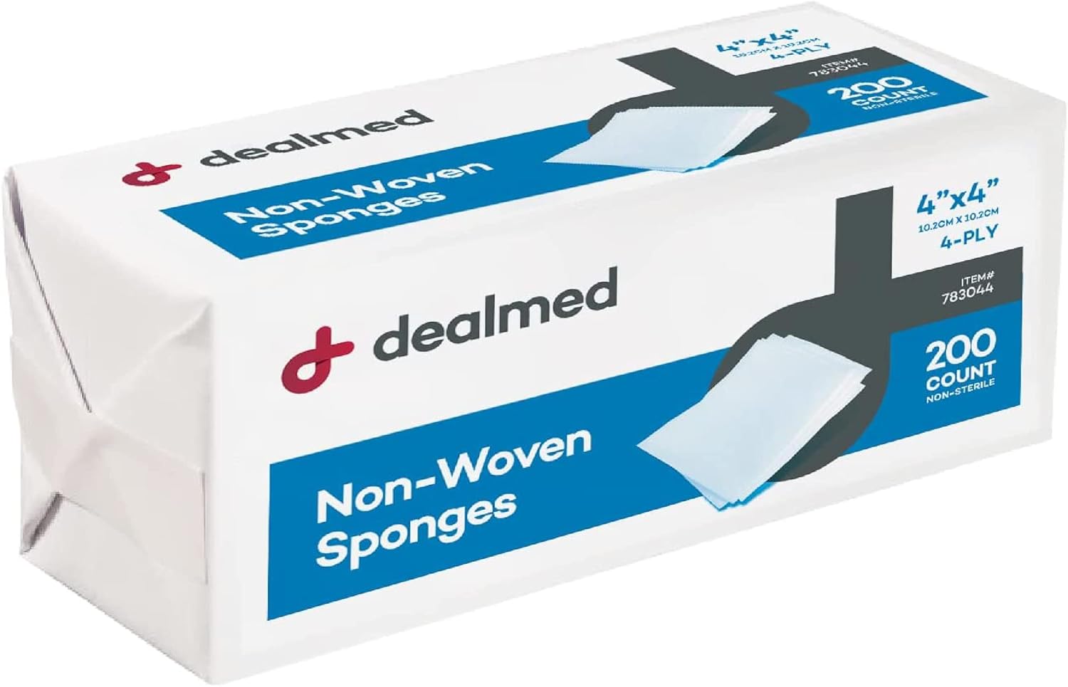 Dealmed Paquete de esponjas de gasa no tejidas  Incluye caja de 200 esponjas de gasa de 2 x 2 pulgadas y caja de 200 esponjas de gasa de 4 x 4