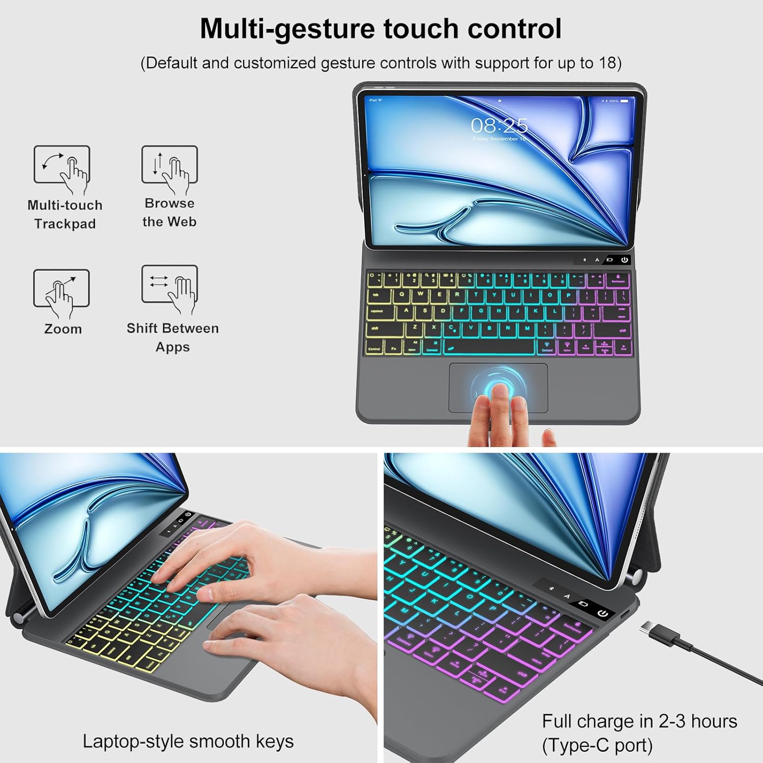Magic Keyboard Funda para iPad Air de 13 pulgadas (M2, 2024), iPad Pro 12.9 (6543 generación) – Funda magnética para teclado con trackpad