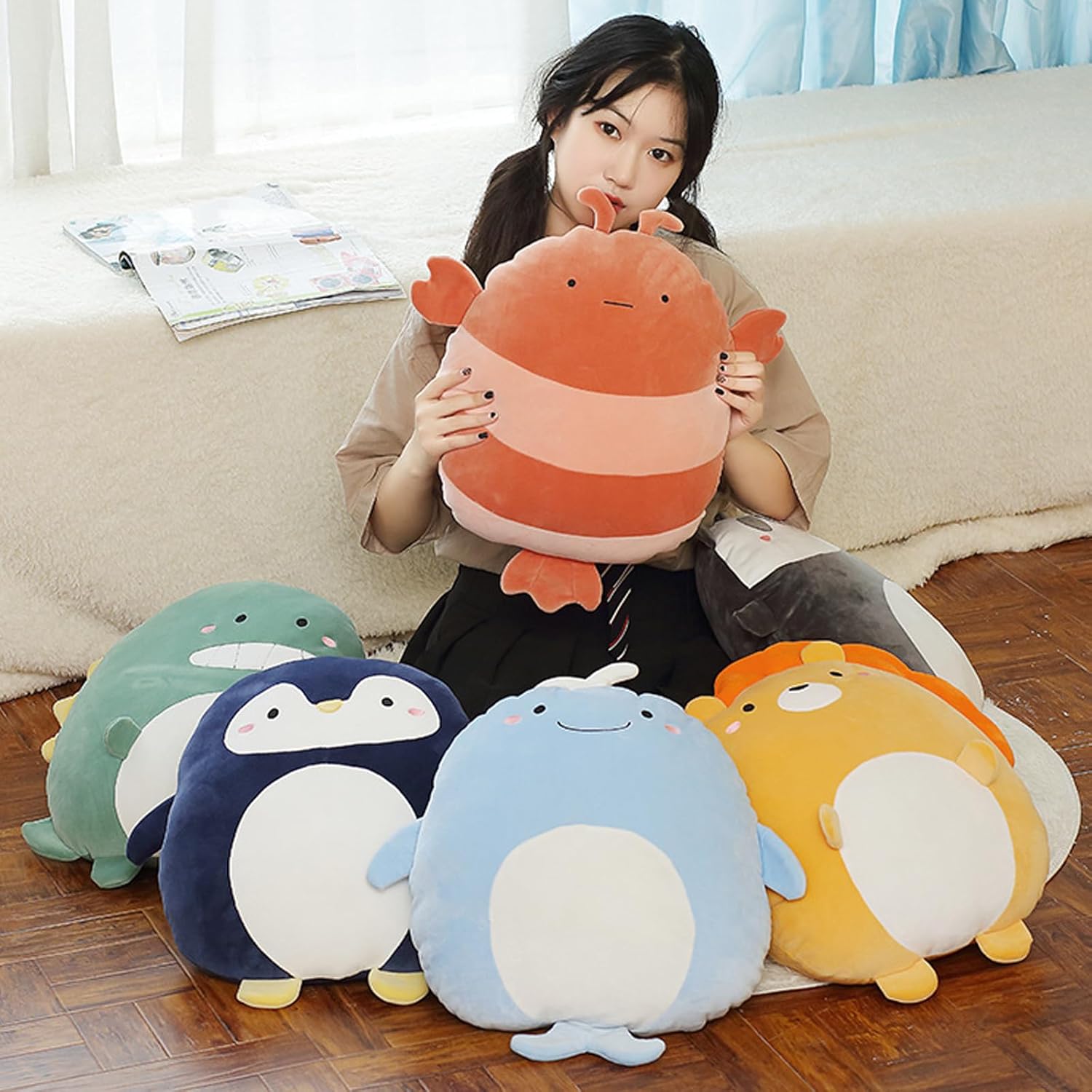 Almohada de felpa de langosta de 16 pulgadas, lindo juguete de peluche de langosta para cumpleaños, San Valentín, Navidad