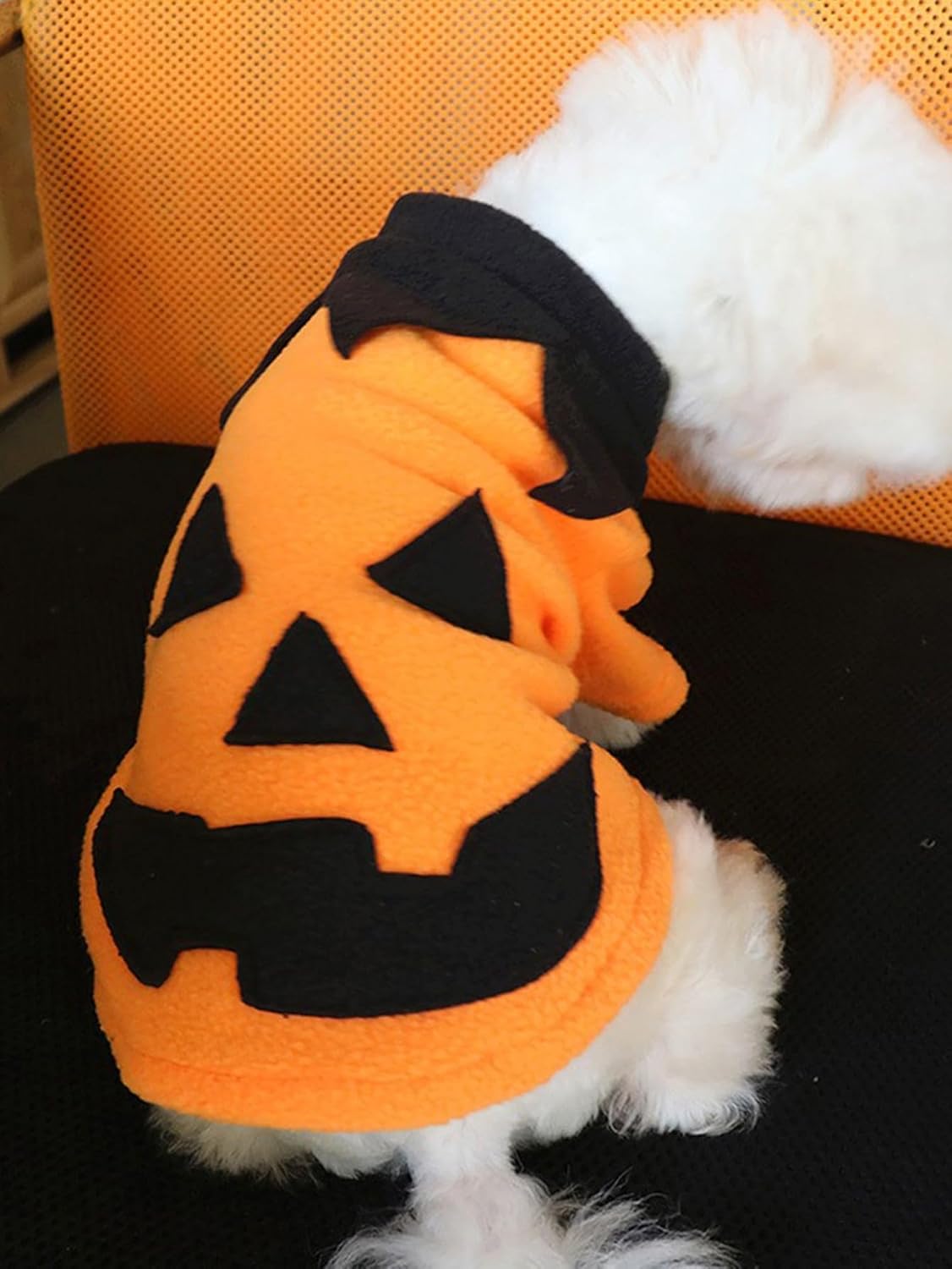 QWINEE Abrigo para perro con estampado de calabaza, sudadera con capucha cálida y suave para invierno, ropa para cachorros para gatos, perros