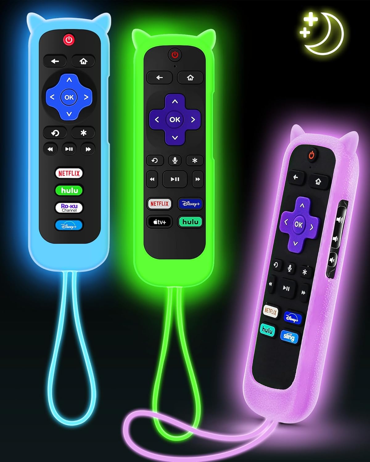Funda de silicona compatible con HisenseTCL Roku TV, Steaming StickExpress, controlador de repuesto universal que brilla en la oscuridad, color