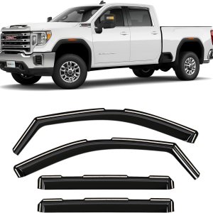 CLIM ART Protectores de lluvia increíblemente duraderos en el canal para GMC Sierra 2500HD3500HD 2020-2024 Crew Cab, deflectores de ventana CLIM ART Protectores de lluvia increíblemente duraderos en el canal para GMC Sierra 2500HD3500HD 2020-2024 Crew Cab, deflectores de ventana