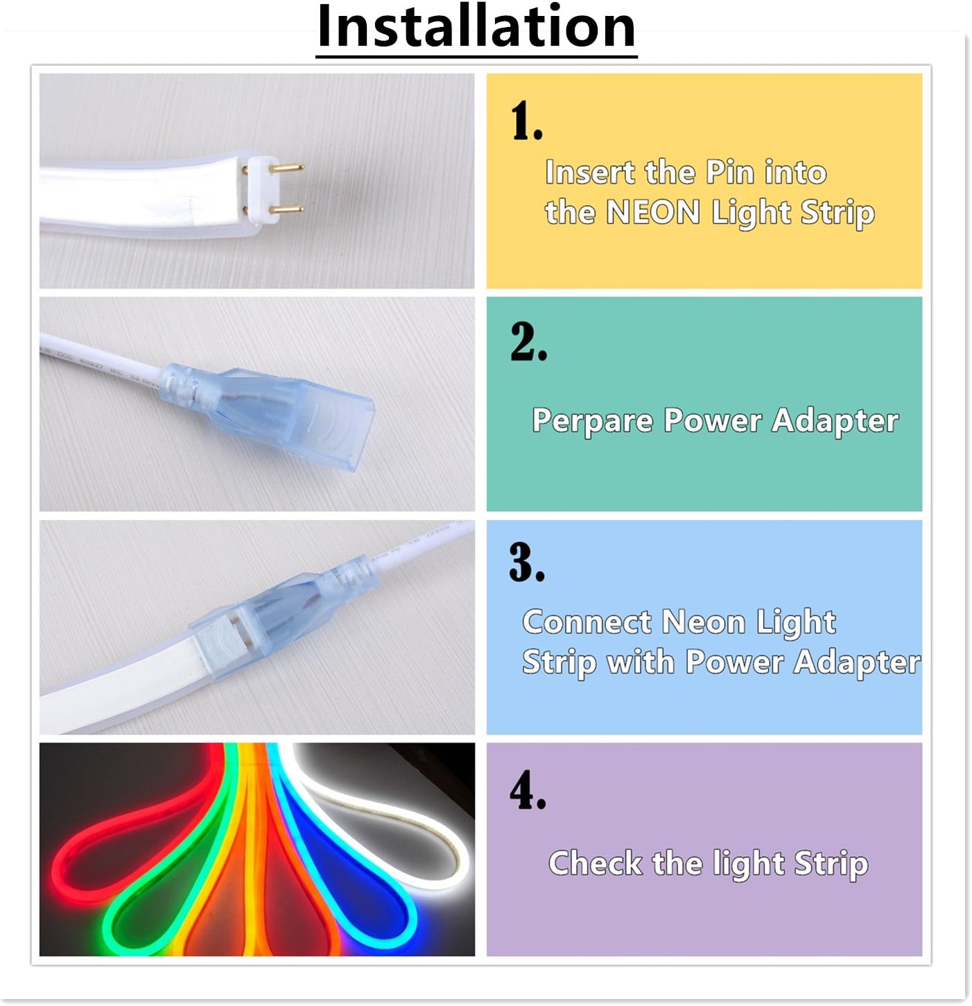 Tira de luces LED de neón (110  120 V, 60 ledesm, resistente al agua, 5050 SMD, con control remoto)