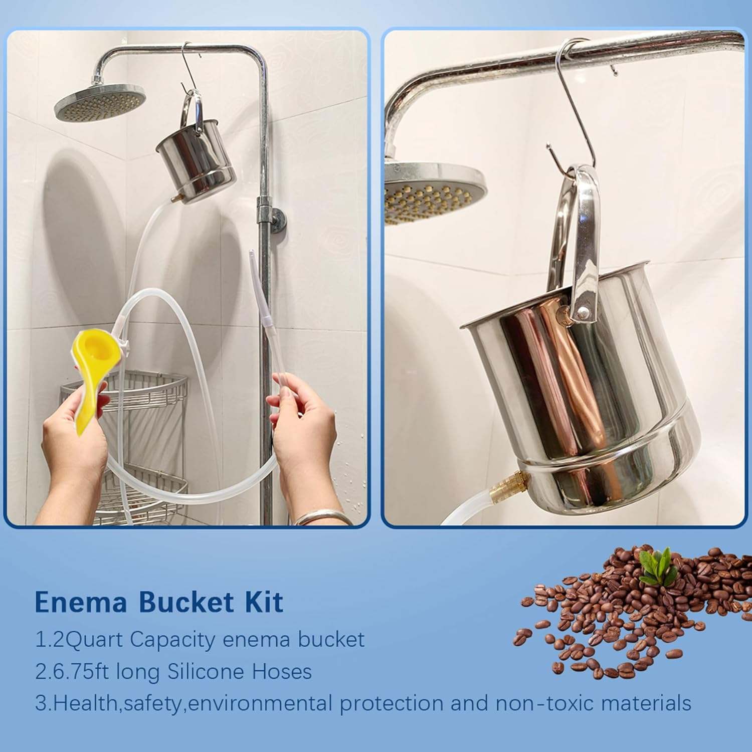 Smokitcen Coffee Enema Bucket Kit Acero Inoxidable 2 Cuartos de Capacidad para Desintoxicación Enemas - Imagen 7