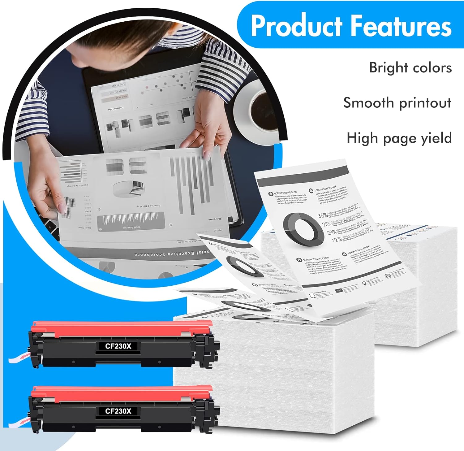 30X CF230X – Cartucho de tóner negro de 2 unidades, compatible con HP 30X, cartucho de tóner negro de alto rendimiento para impresora HP Laserjet