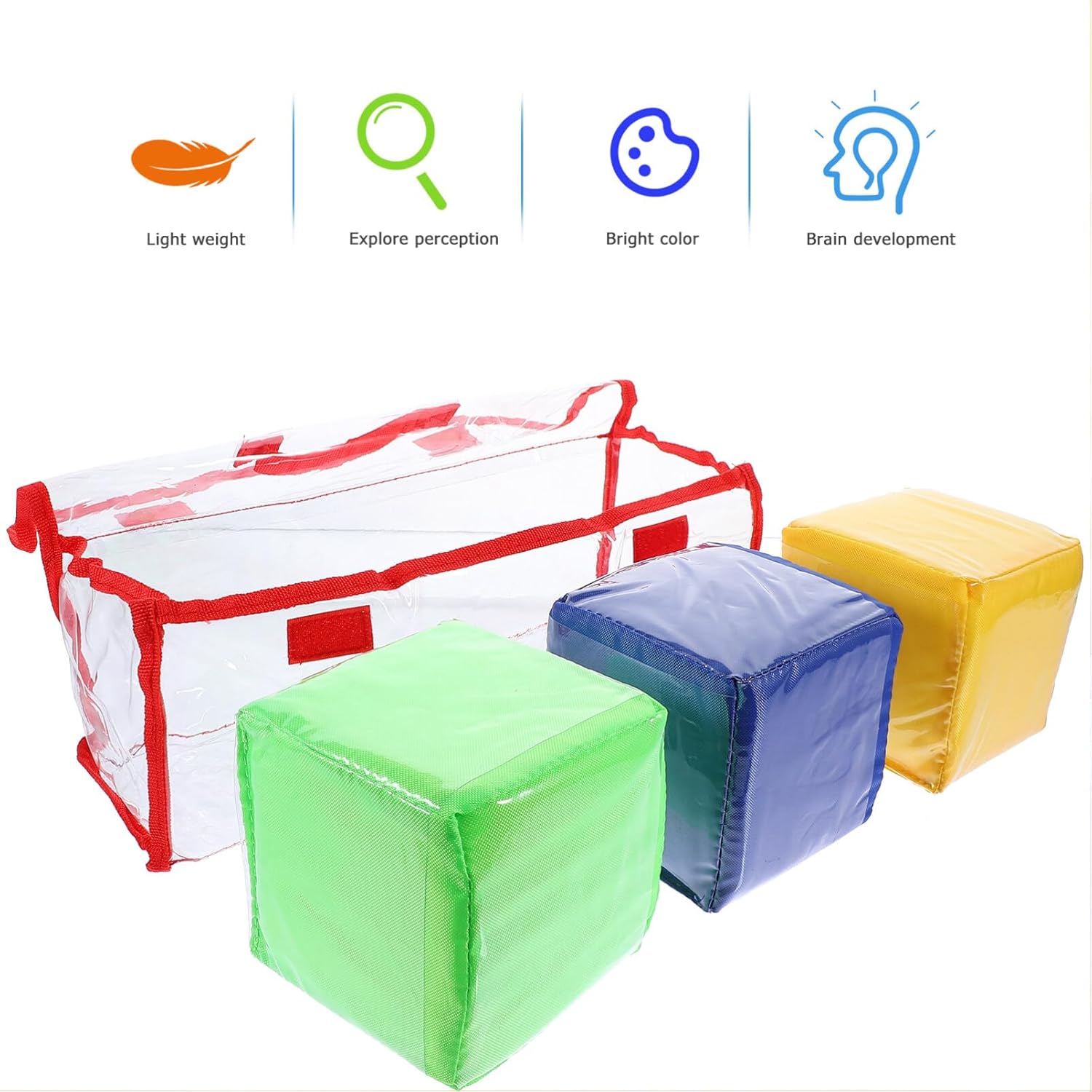 jojofuny 3 cubos de aprendizaje de dados, dados educativos de bolsillo, dados de ayuda de aprendizaje de color, dados peludos, bloques apilables,