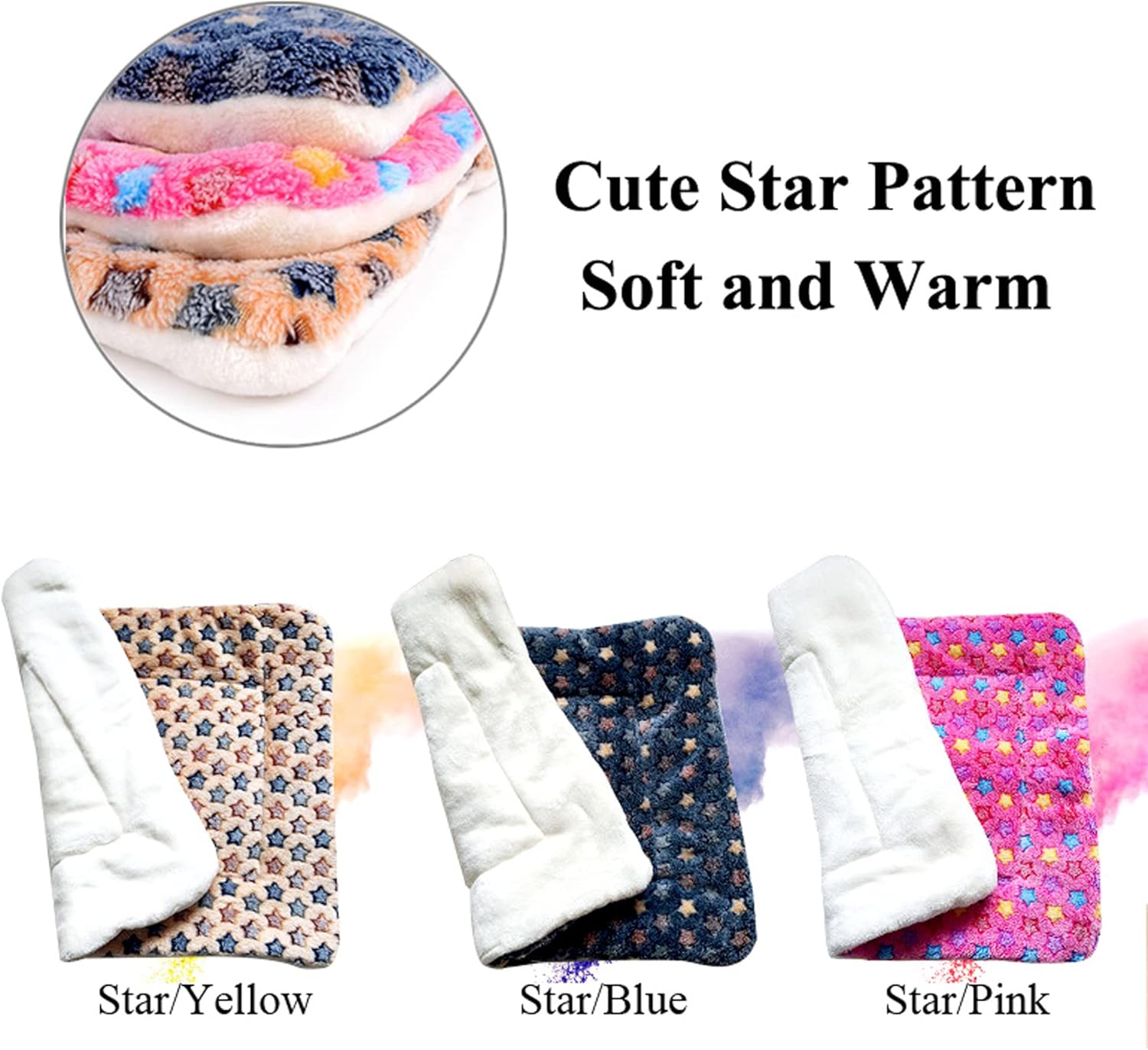 Manta para mascotas, cojín de franela esponjosa de alta calidad, suave y cálida para perros y gatos, tamaño pequeño, estrellas rosadas