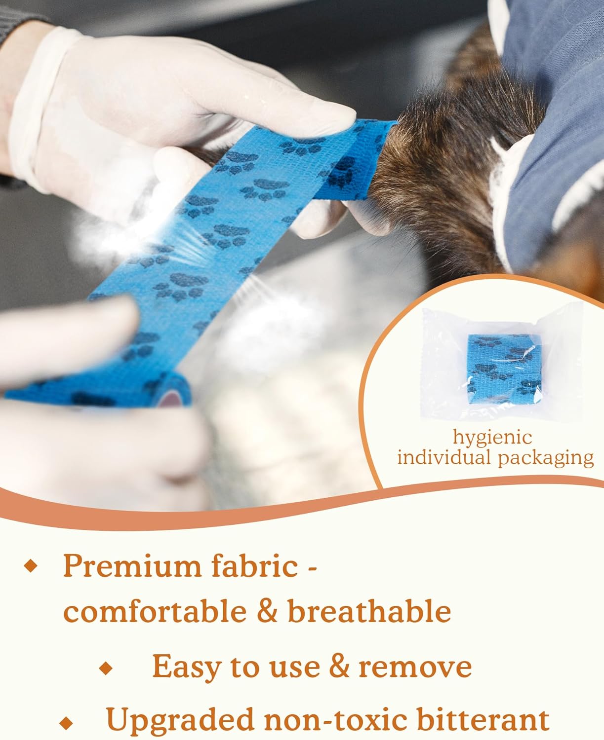 FriPuP Envoltura de vendaje autoadhesiva, envoltura médica de emergencia veterinaria para cuidado de heridas, ayuda de primera, envoltura de gausa